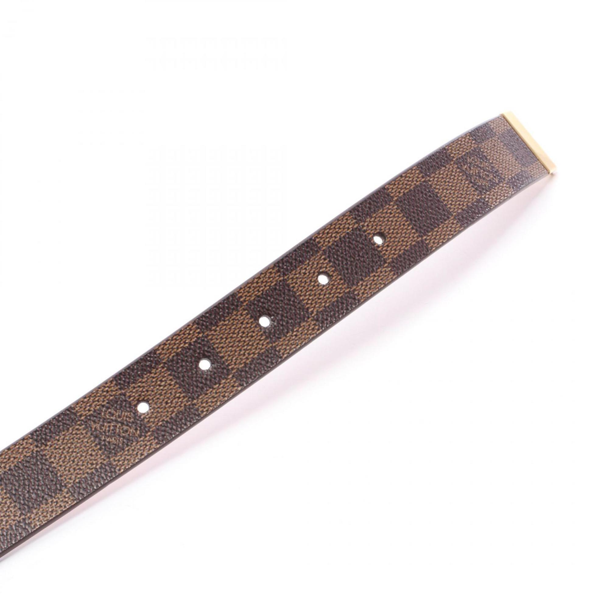 Louis Vuitton Men's Damier Ebene Leather Belt, Brown, M6802