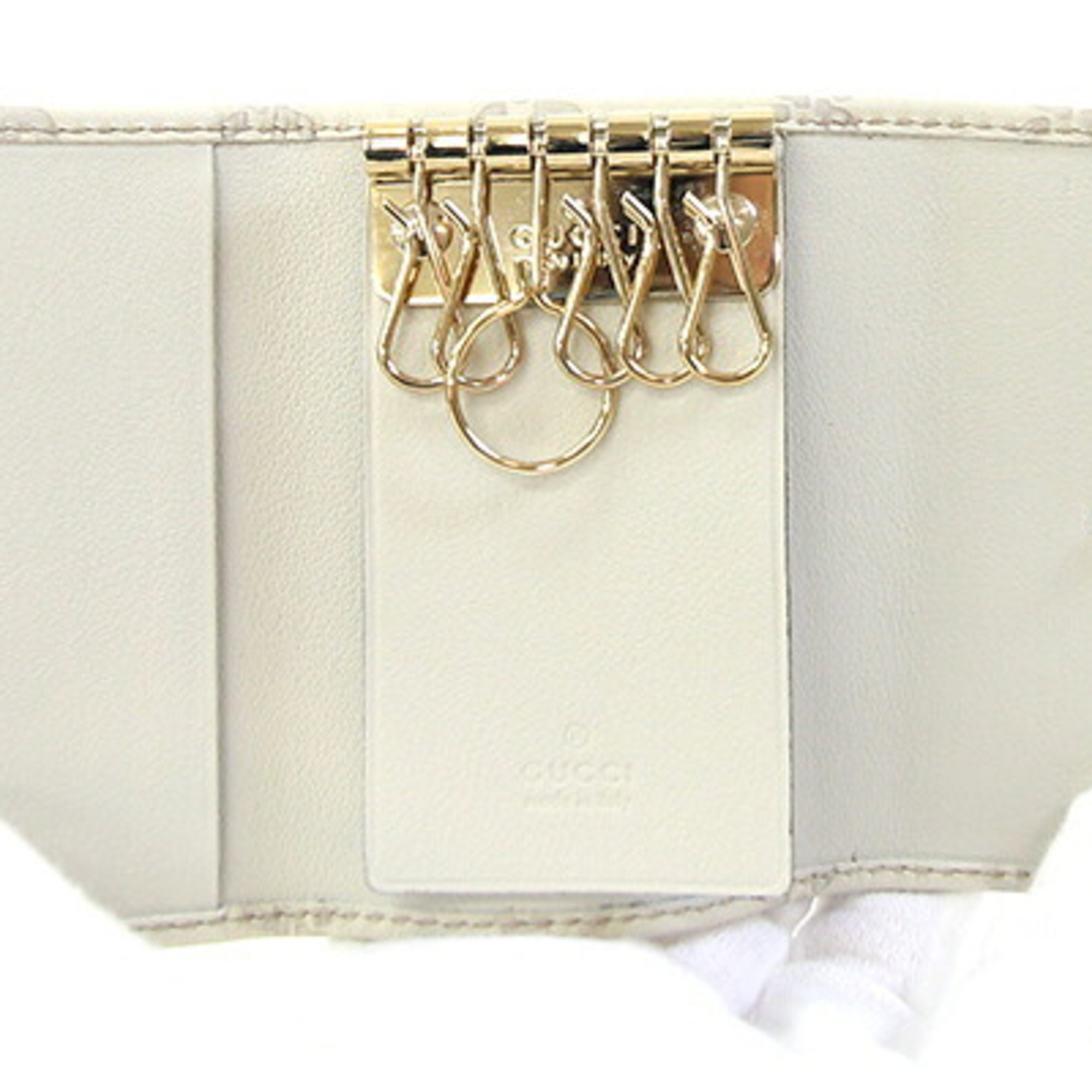 Gucci 6-Key Case, Guccissima, 138093, White Gray Leather, Key Holder, Women's/Men's, GUCCI