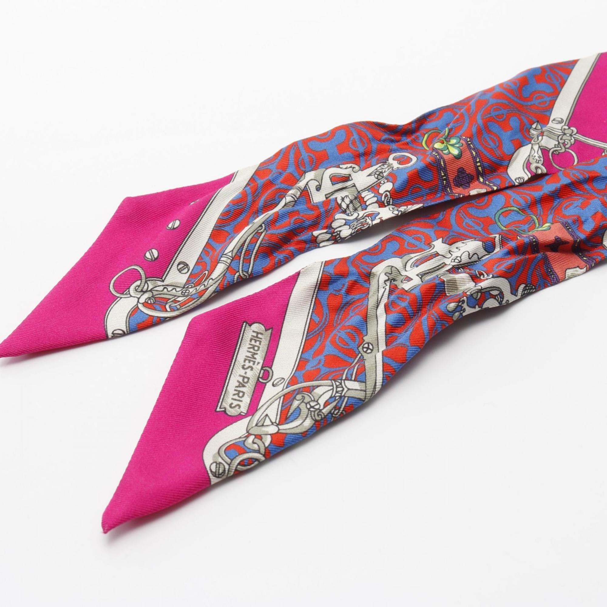 Hermes Hermès MORS et Gourmettes REMIX Twilly Silk Scarf for Women in Multicolored Pink