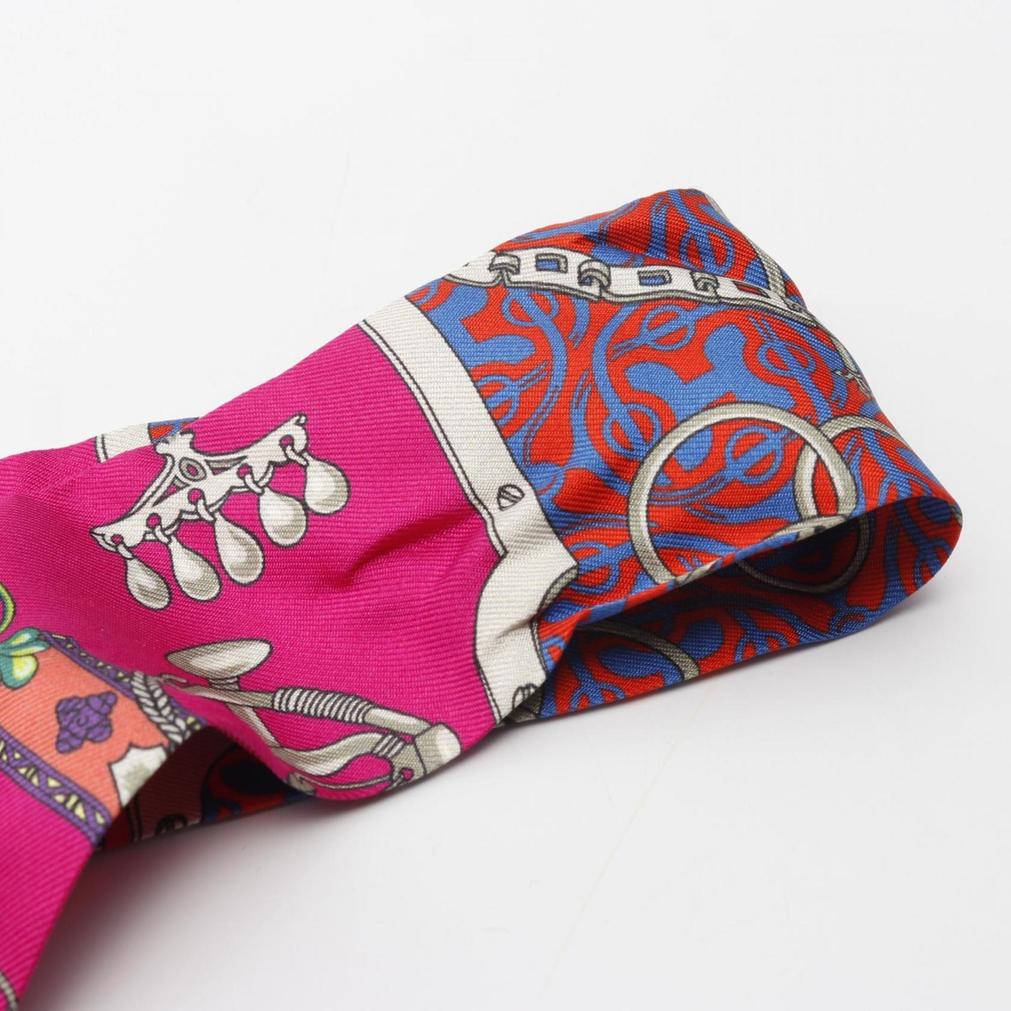 Hermes Hermès MORS et Gourmettes REMIX Twilly Silk Scarf for Women in Multicolored Pink