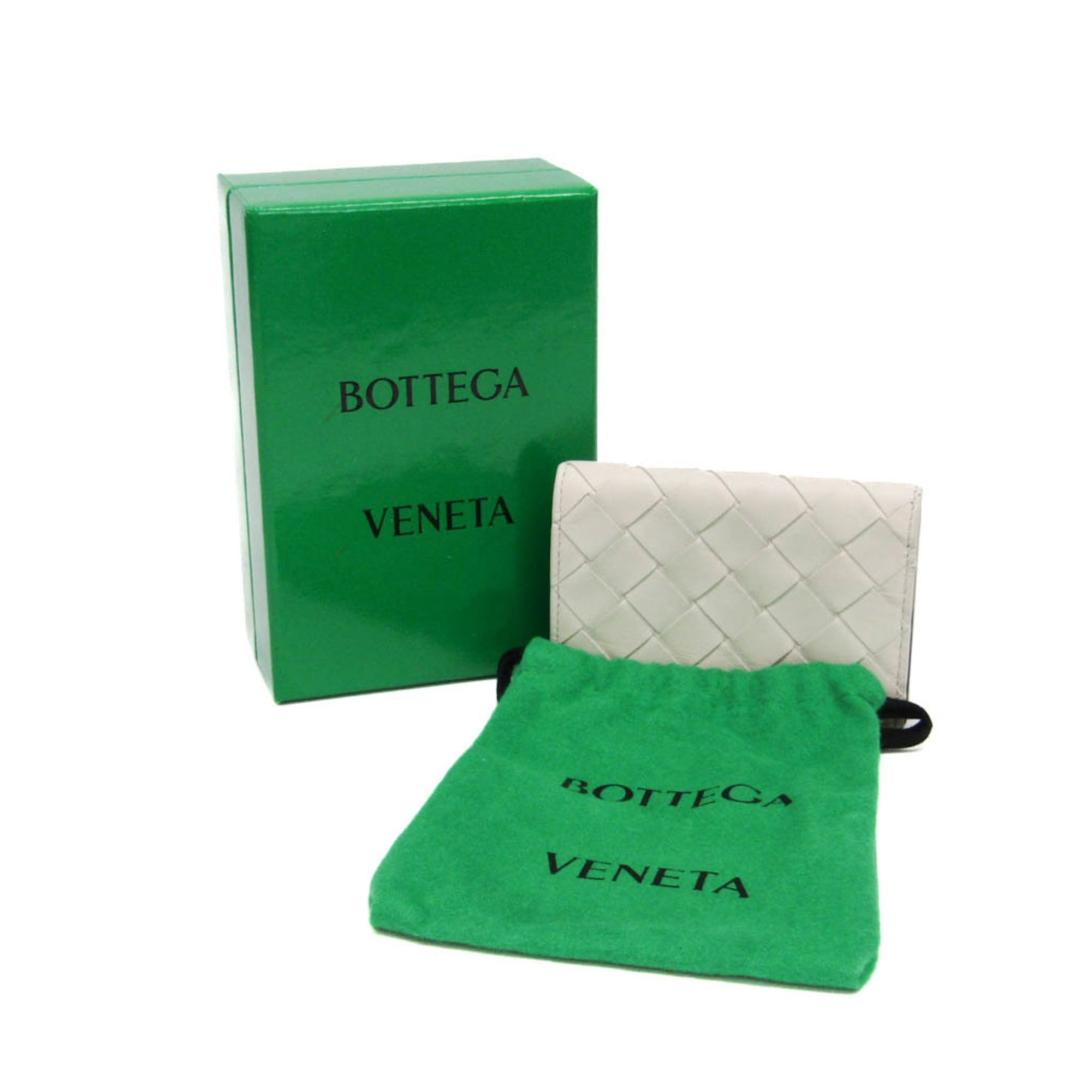 Bottega Veneta Intrecciato Leather Card Case Black,Off-white