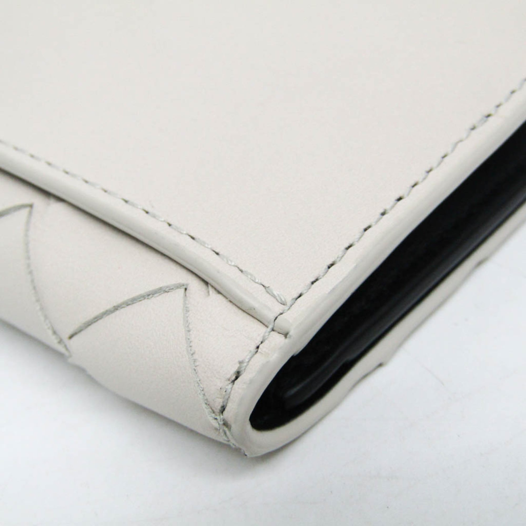 Bottega Veneta Intrecciato Leather Card Case Black,Off-white