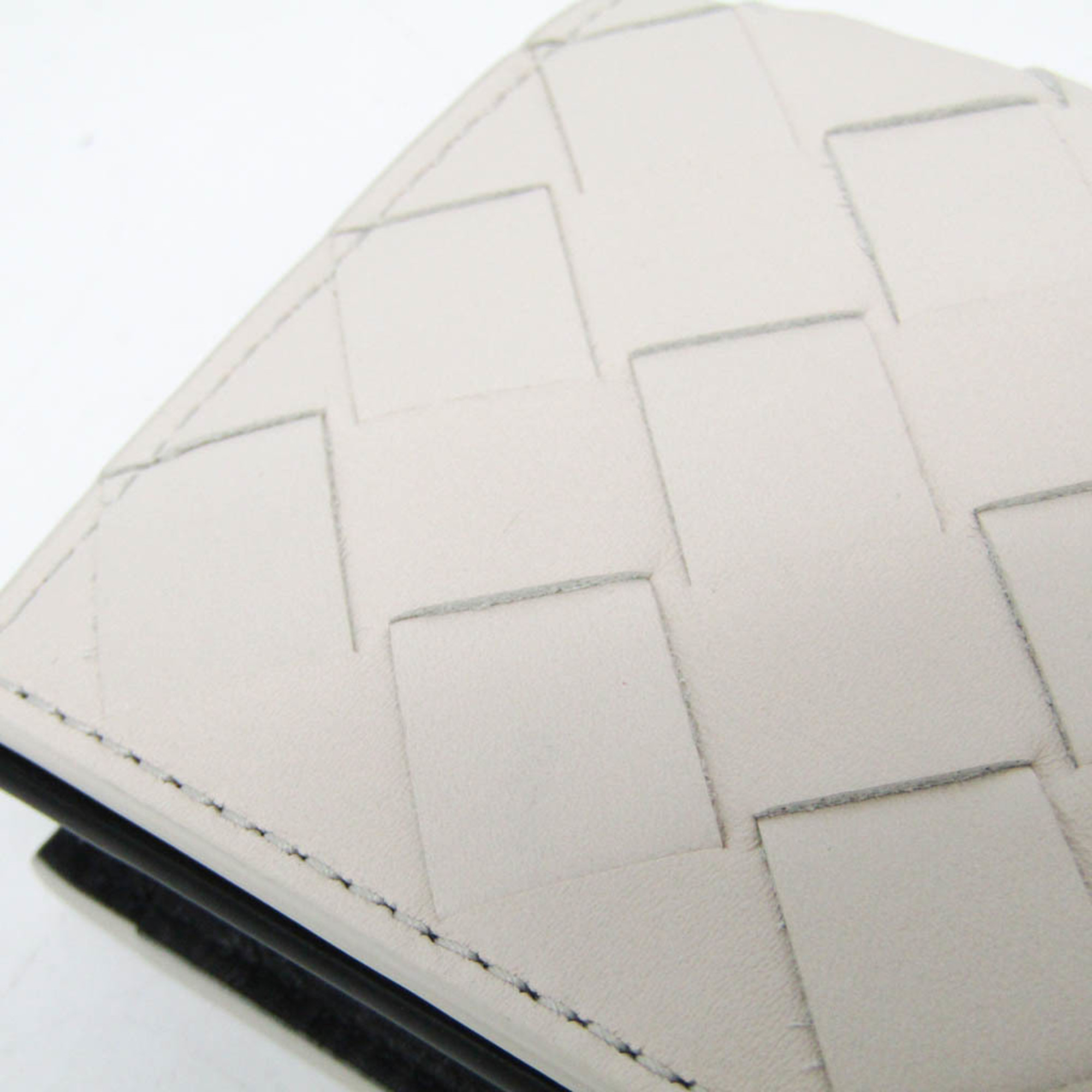 Bottega Veneta Intrecciato Leather Card Case Black,Off-white