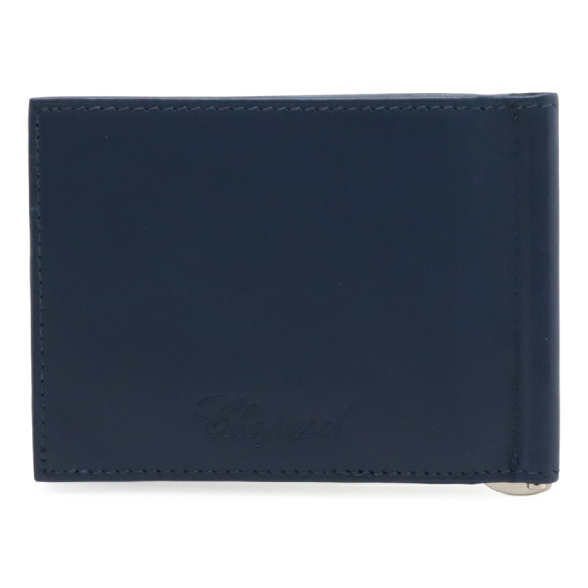 Chopard Bi-fold Wallet Money Clip Bill Card Case Business Holder Leather Navy