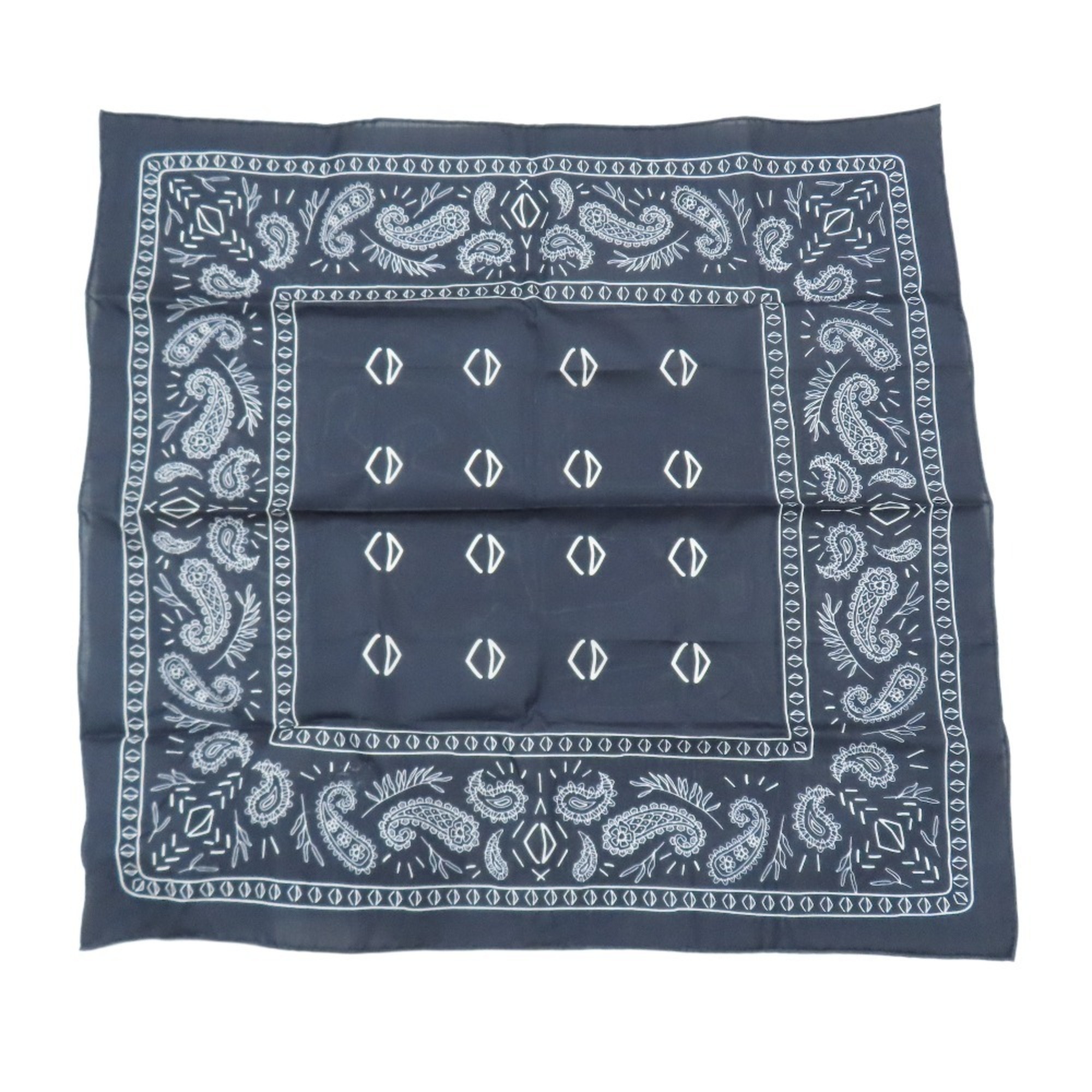 DIOR CD Diamond Scarf Bandana Logo Paisley Print with Ring, Navy Cotton, Men’s and Women’s
