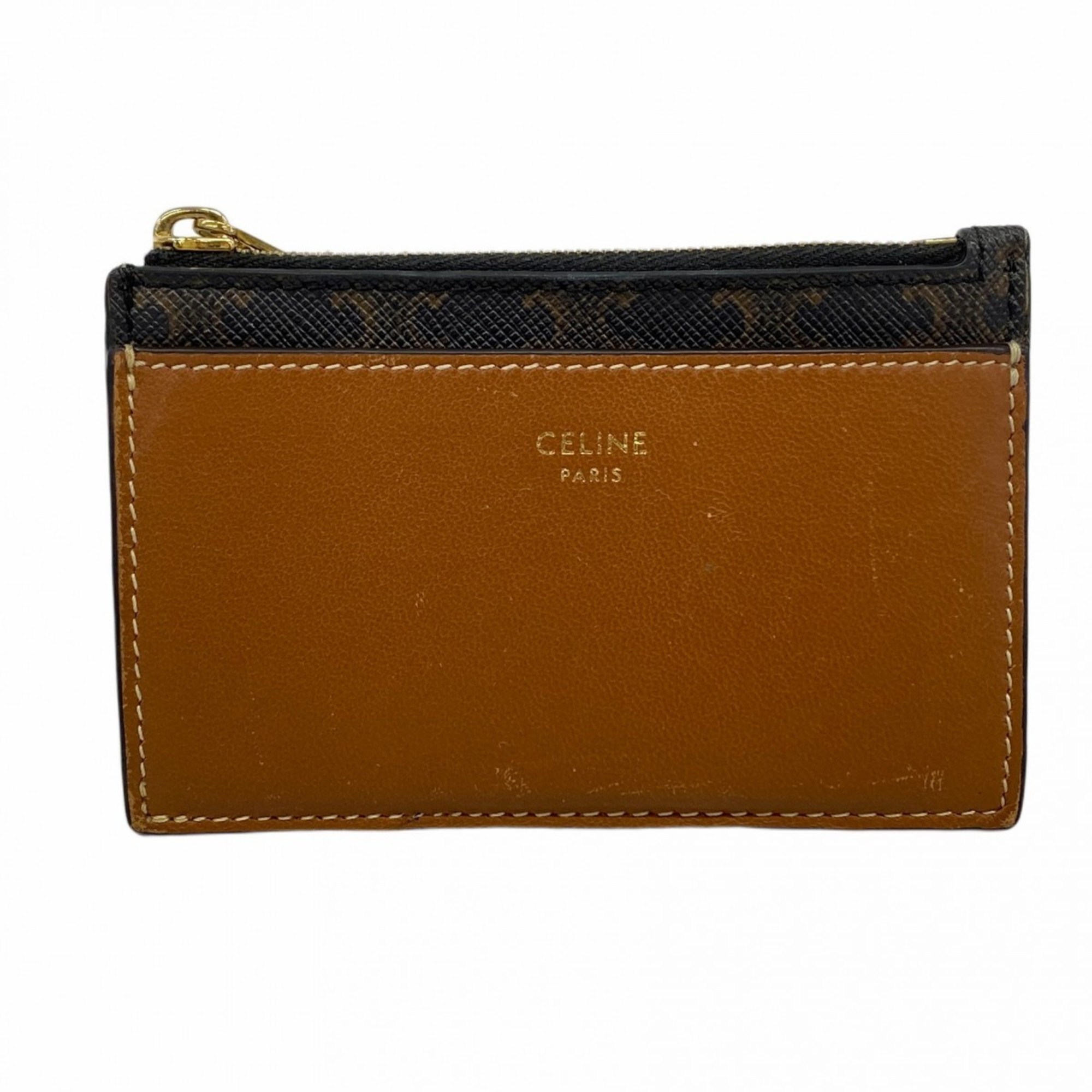 Celine Triomphe Card Case in Brown and Black for Women