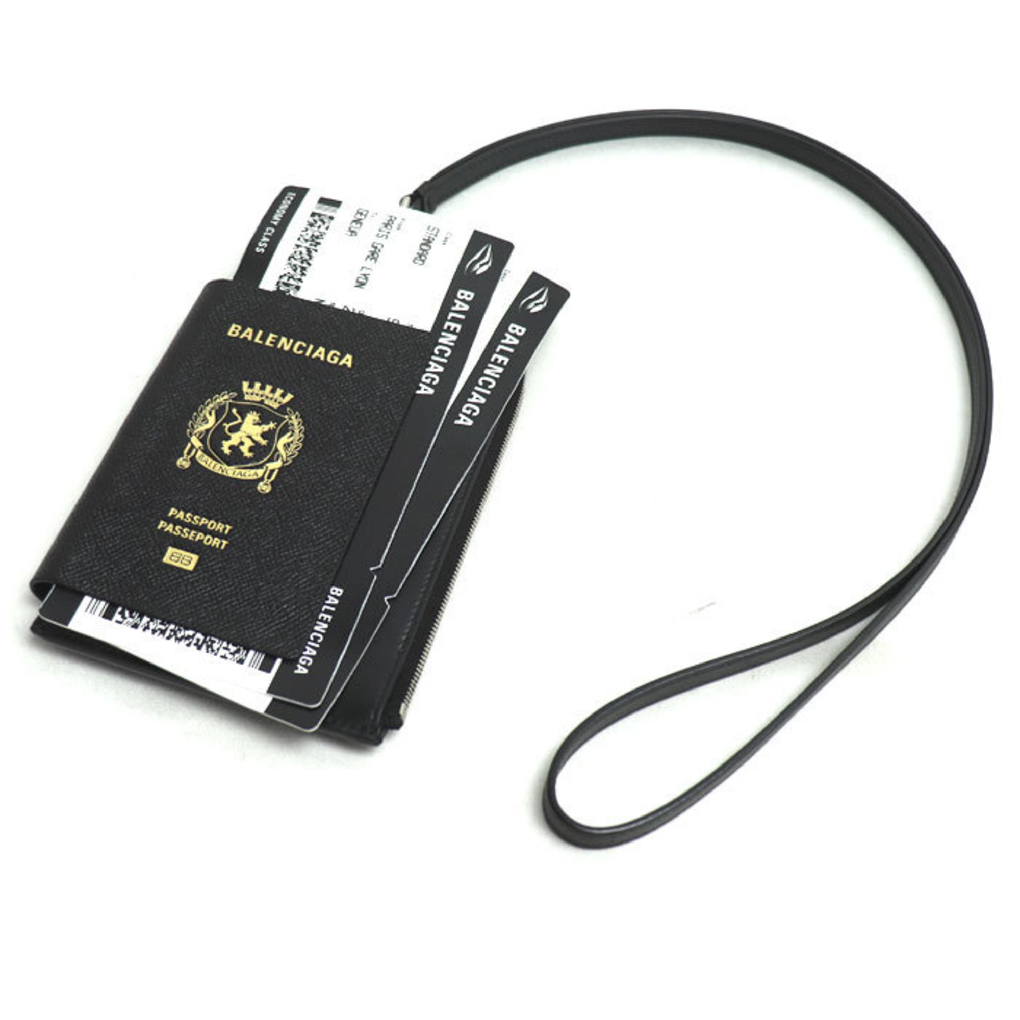 BALENCIAGA Passport Phone Holder, Black, Men's, 787733