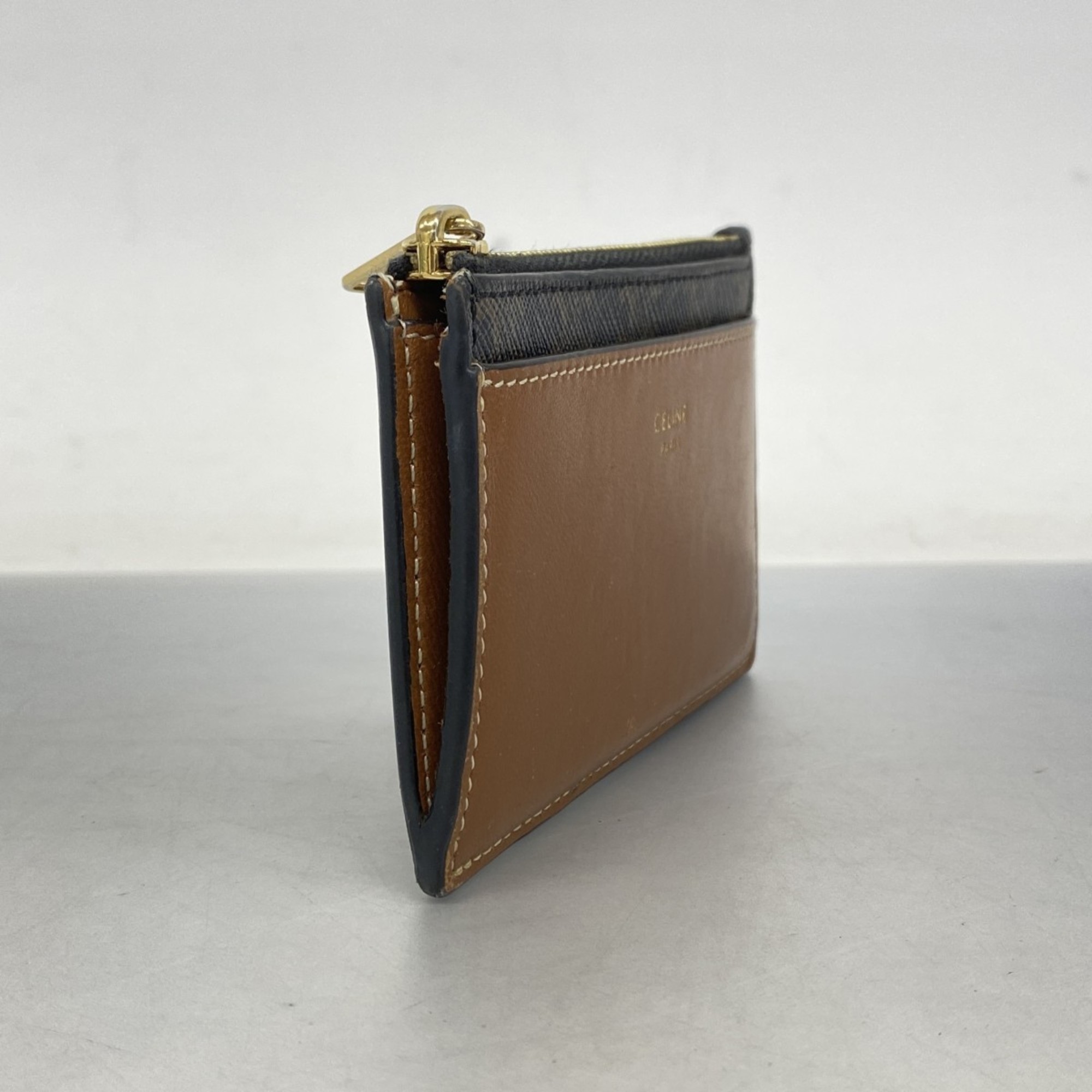 Celine Triomphe Card Case in Brown and Black for Women
