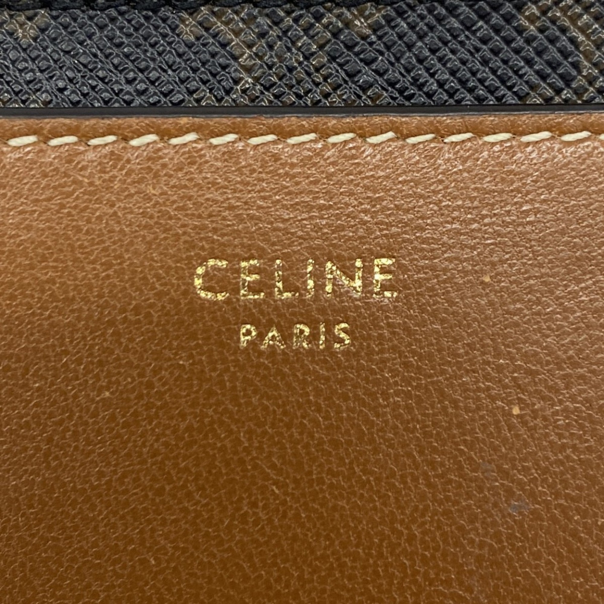Celine Triomphe Card Case in Brown and Black for Women