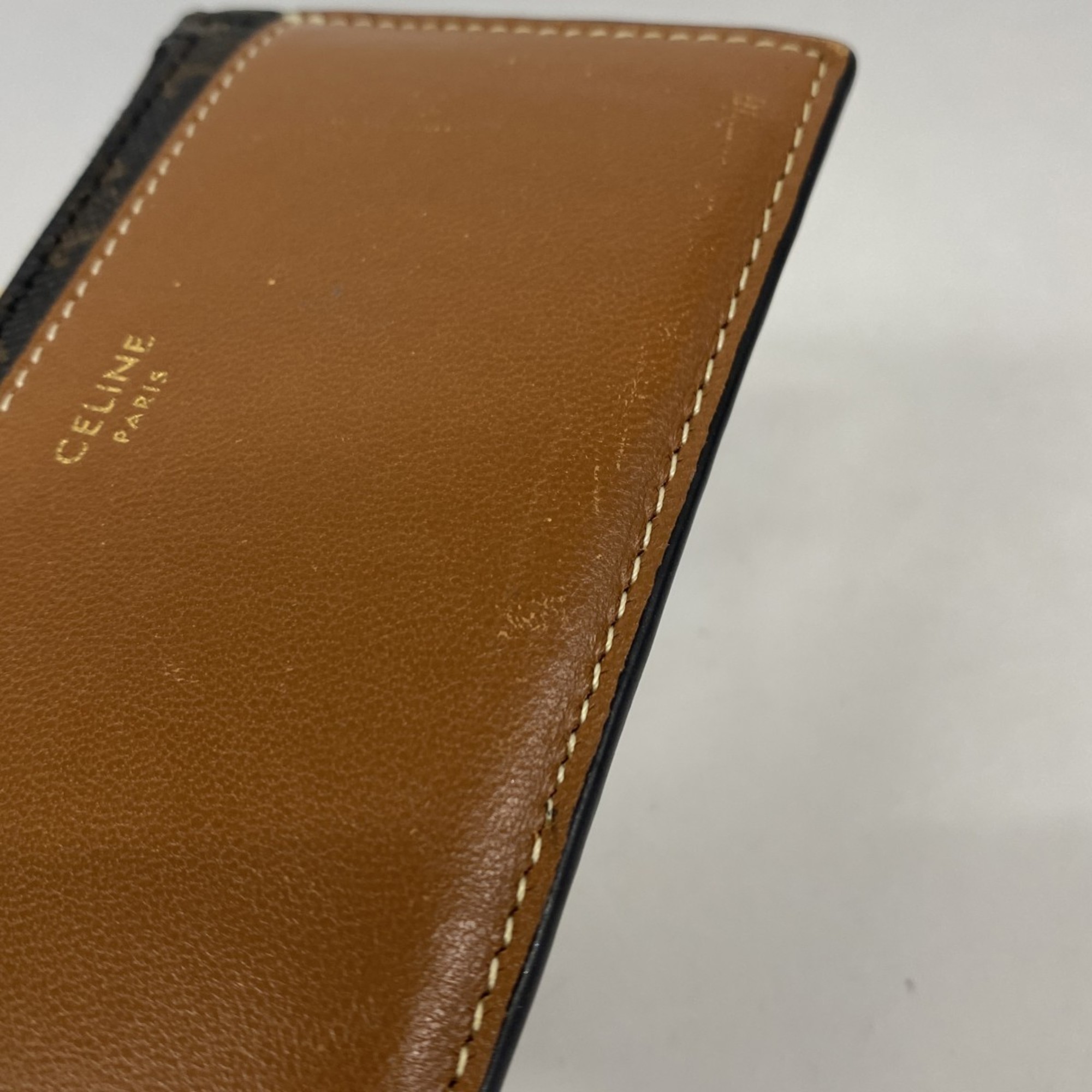 Celine Triomphe Card Case in Brown and Black for Women