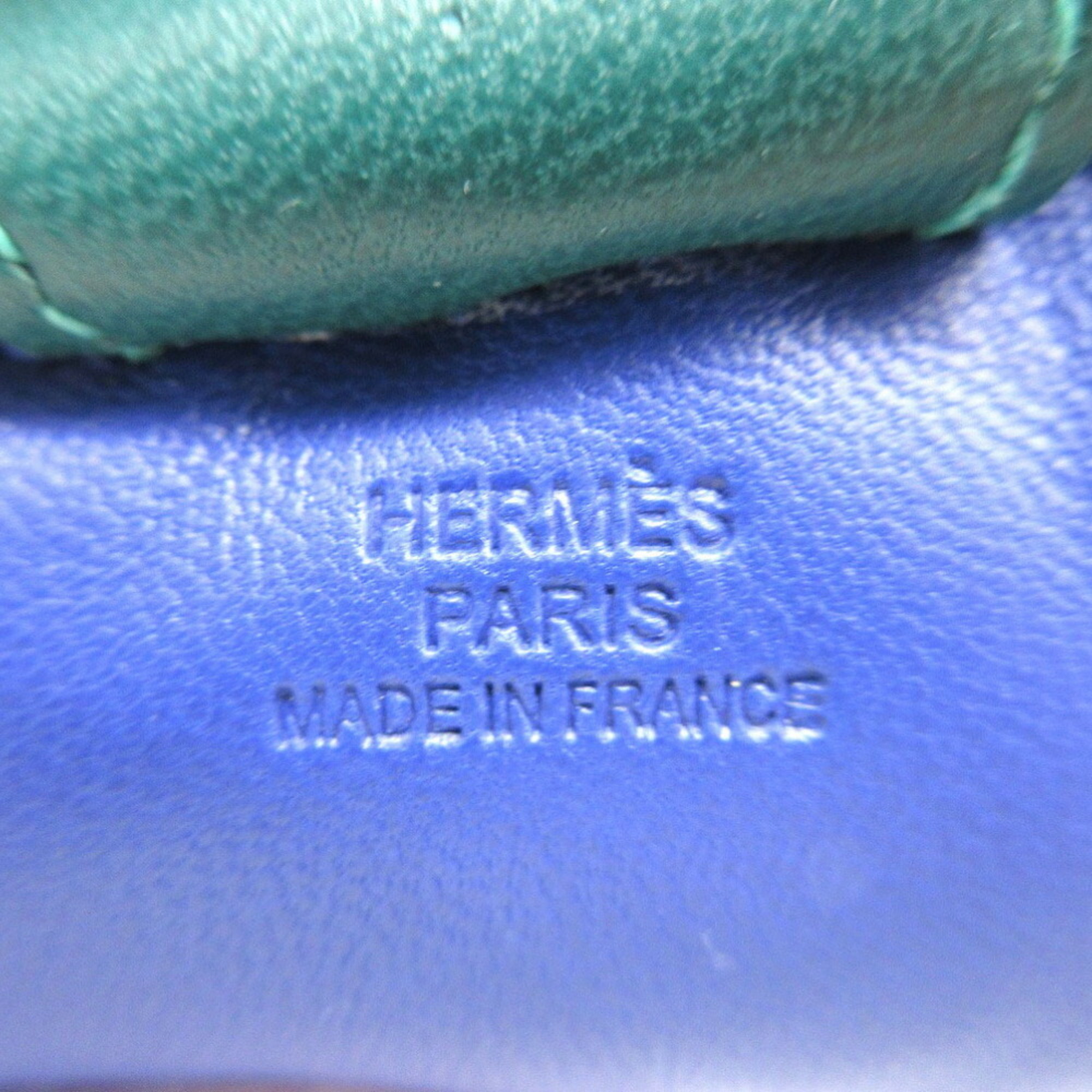 Like new Hermes Rodeo MM Charm Keychain Anjou Milo Blue Electric/Malachite/Lime 0635HERMES