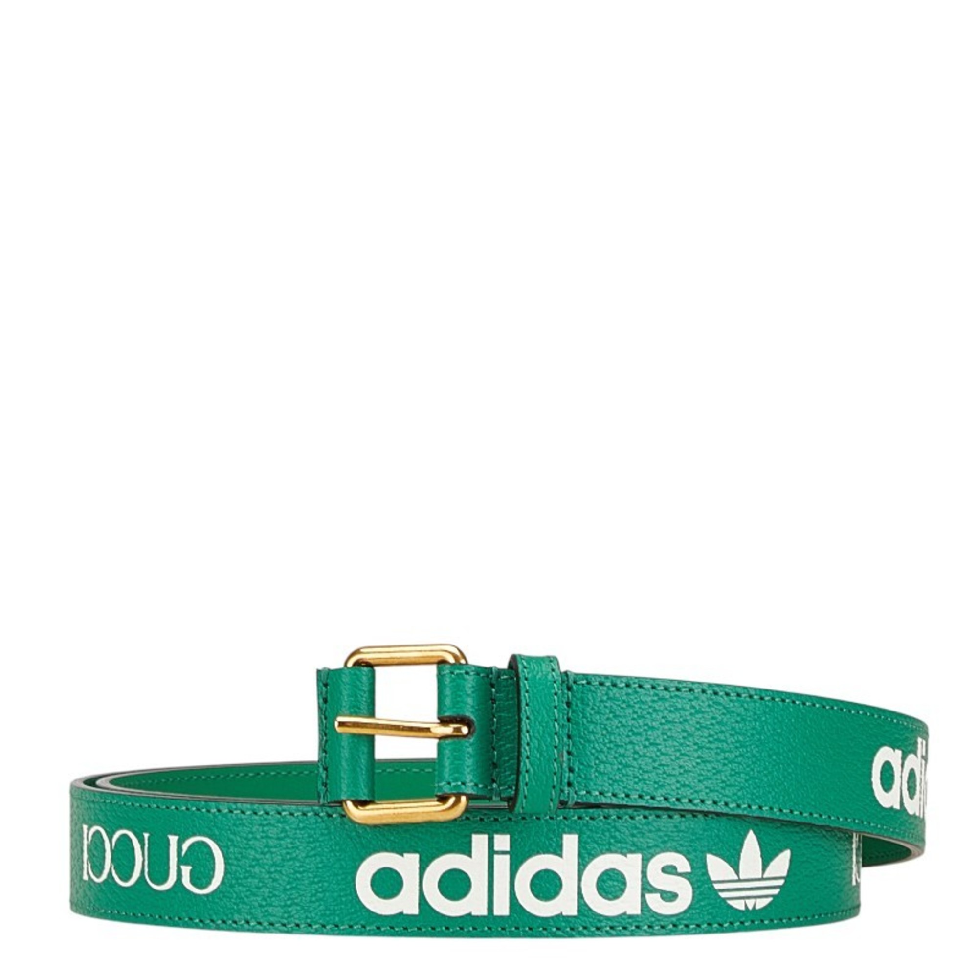Gucci x Adidas Logo Belt Size: 110/44 702277 Green Leather Men’s GUCCI