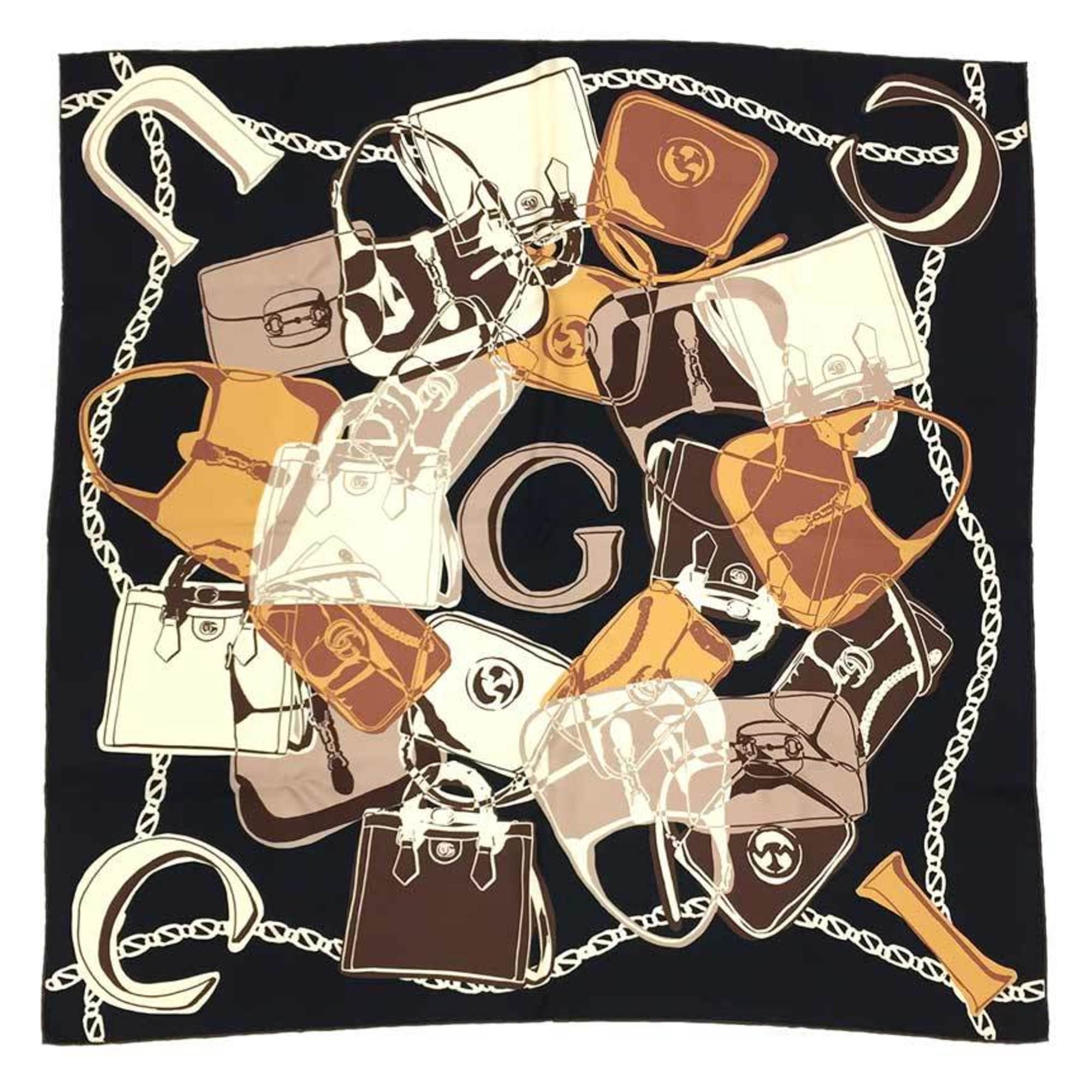 GUCCI Gucci Scarf Muffler 723139 Large Carre 100% Silk Bag Navy