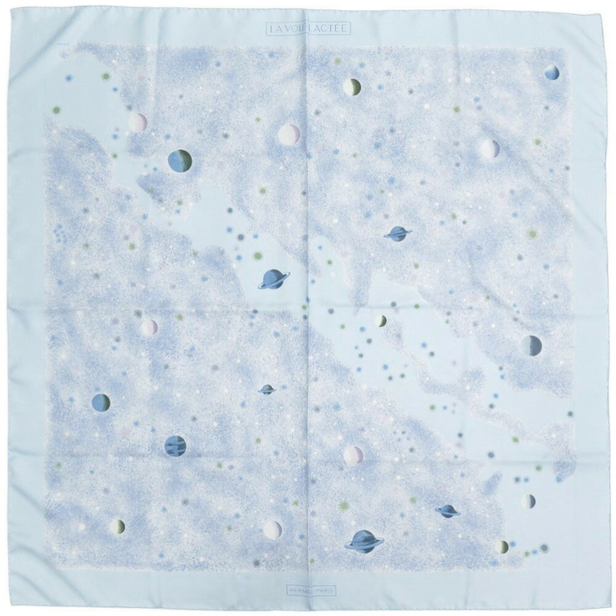 Hermès Carré 90 LA VOIE LACTEE Milky Way Silk Light Blue Scarf/Muffler 0455HERMES