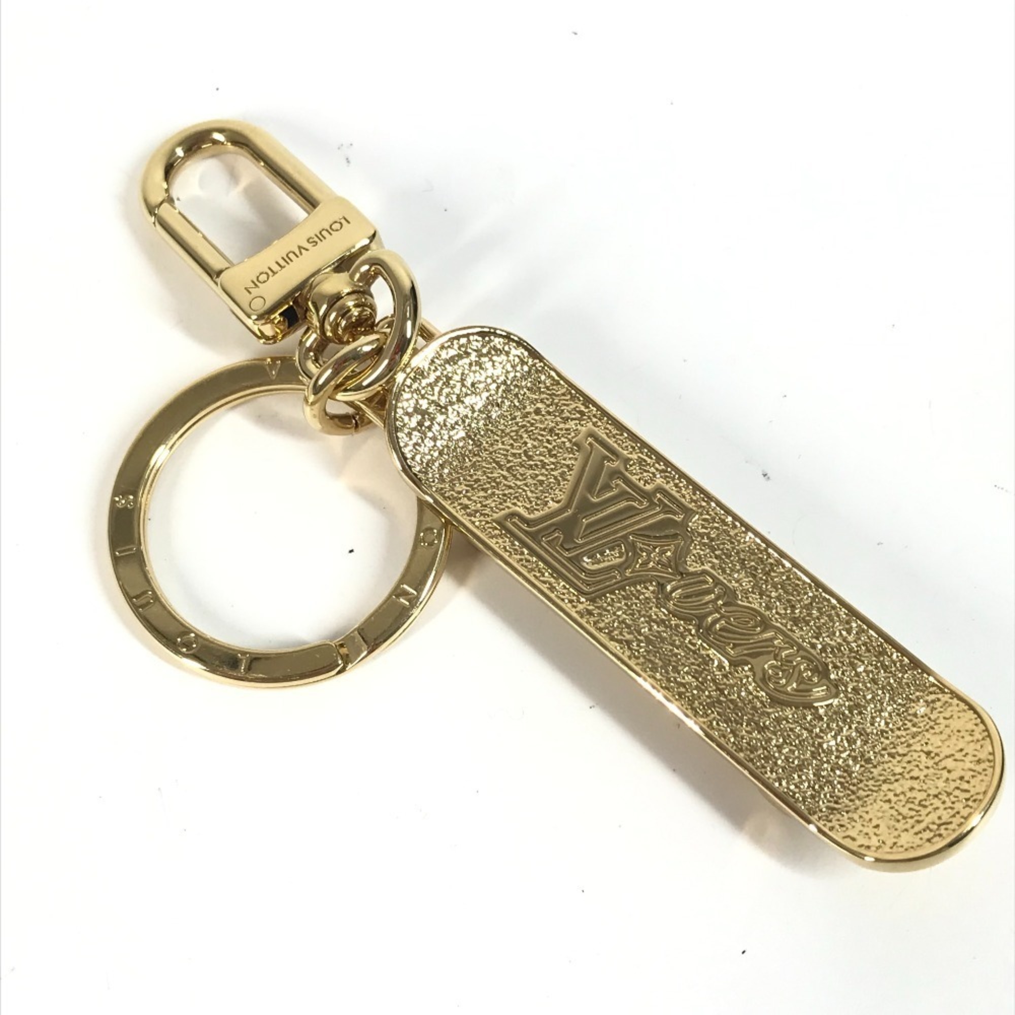LOUIS VUITTON M02187 Monogram Keychain, LV Skateboard Bag Charm, Metal, Gold, Like New, for Men and Women
