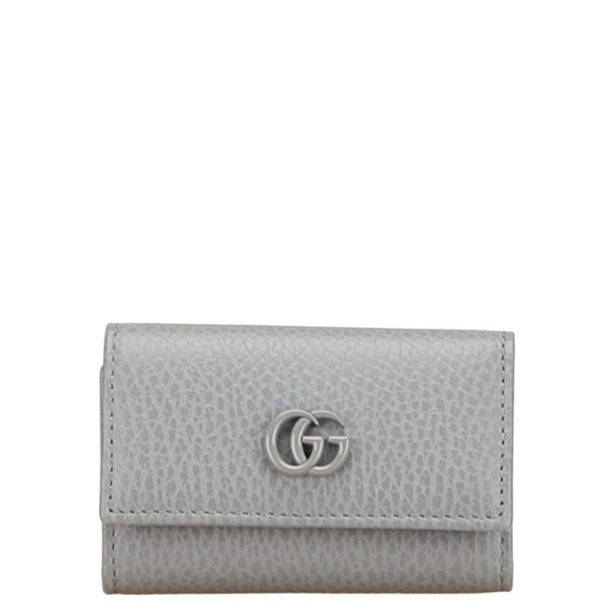 Gucci Petit Marmont Double G Logo Key Case 456118 Gray Leather Women’s GUCCI