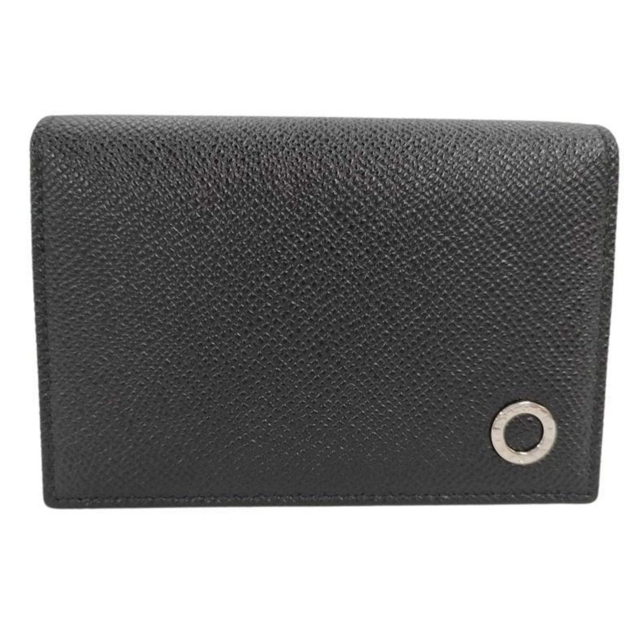BVLGARI Business Card Case 280297 Black Leather for Men and Women