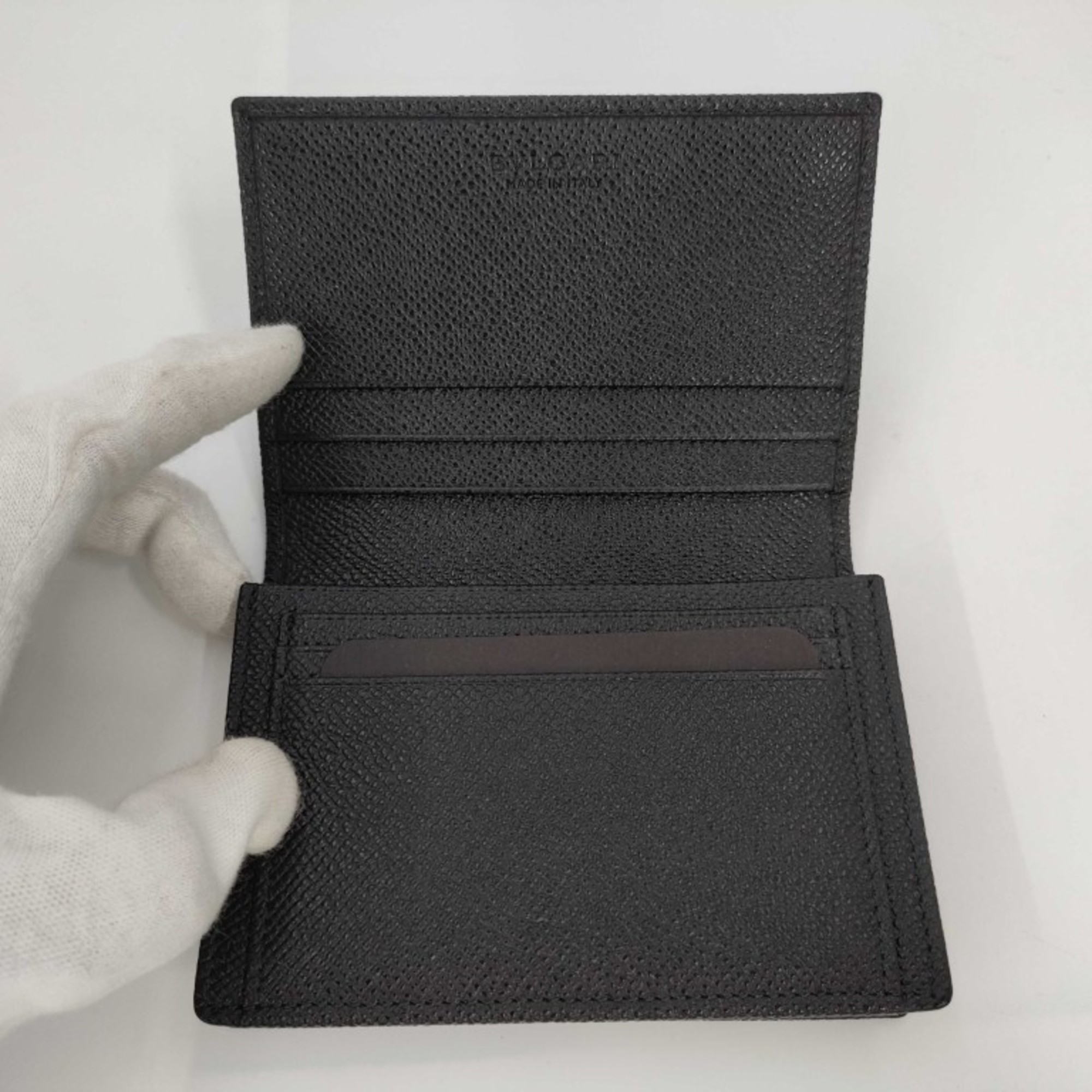 BVLGARI Business Card Case 280297 Black Leather for Men and Women