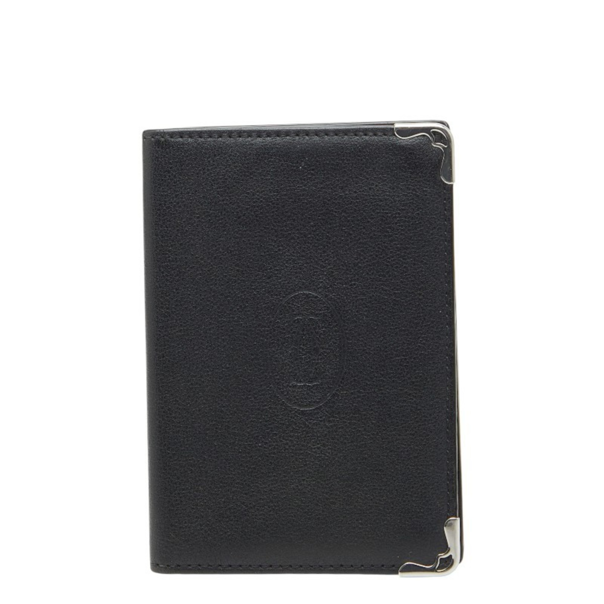 Cartier Must de Business Card Case/Card Case/Pass Case Black Leather Men’s CARTIER