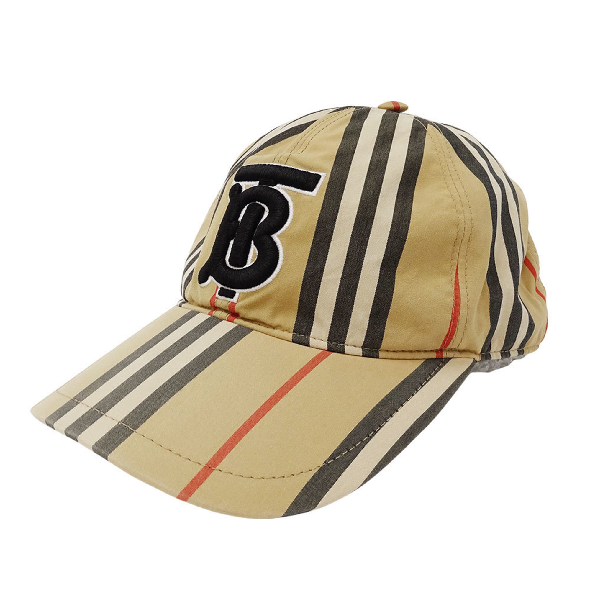 Burberry Women's Beige Cotton Cap (Size M, 8011952) with Logo and Stripe Pattern