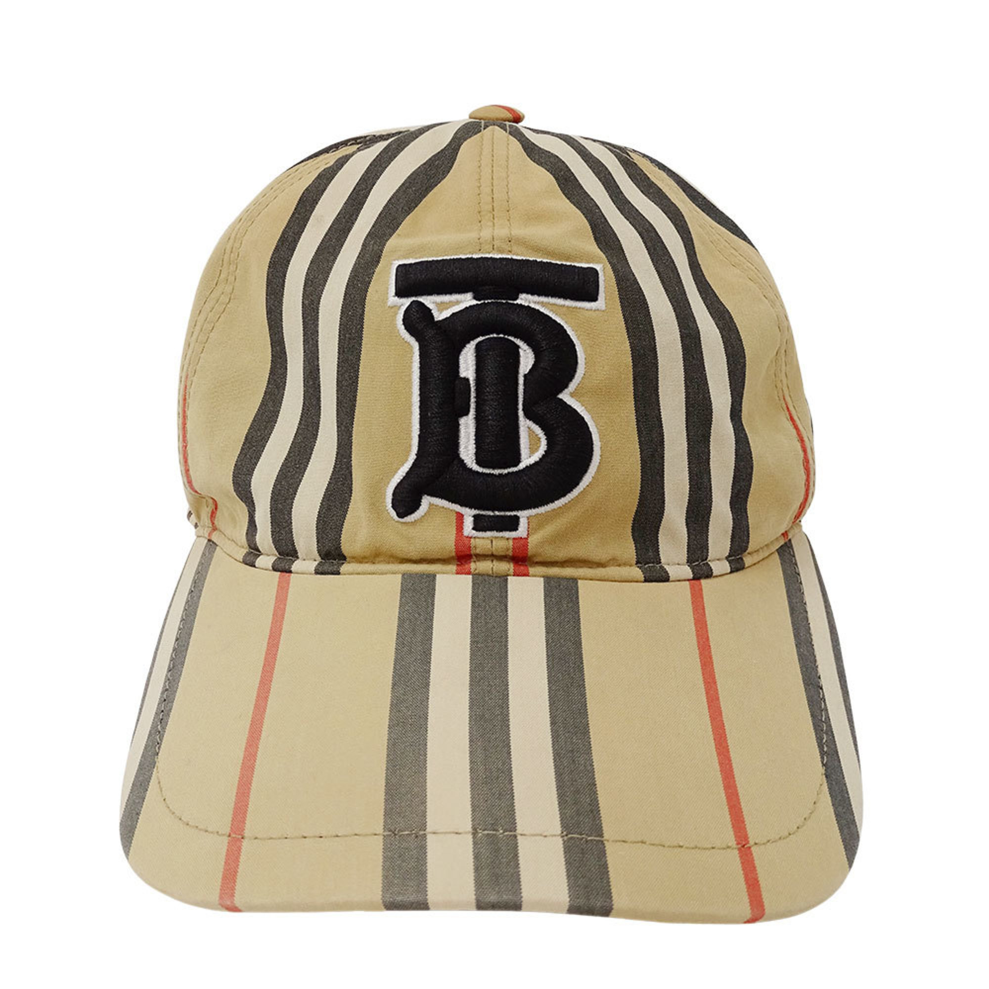 Burberry Women's Beige Cotton Cap (Size M, 8011952) with Logo and Stripe Pattern
