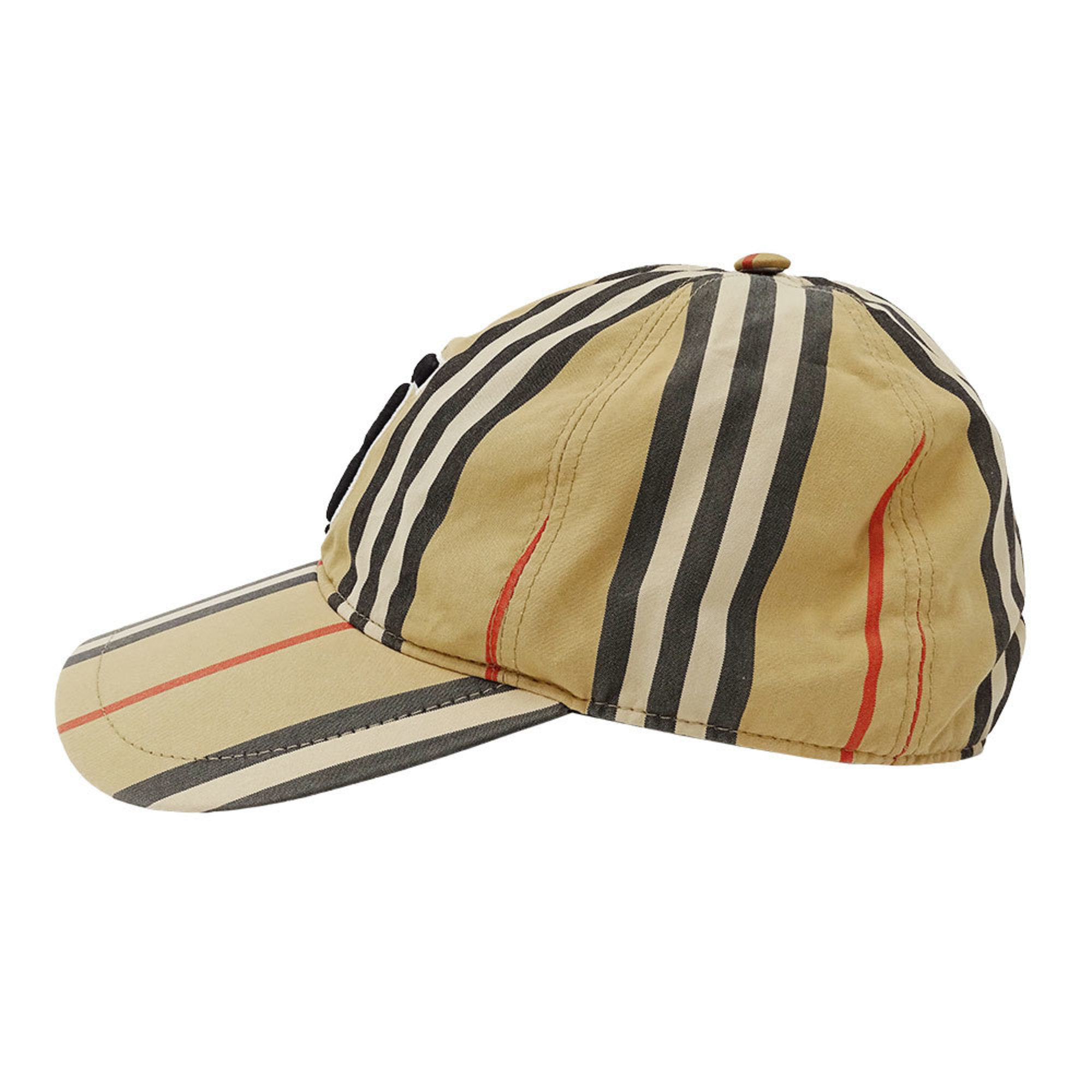 Burberry Women's Beige Cotton Cap (Size M, 8011952) with Logo and Stripe Pattern