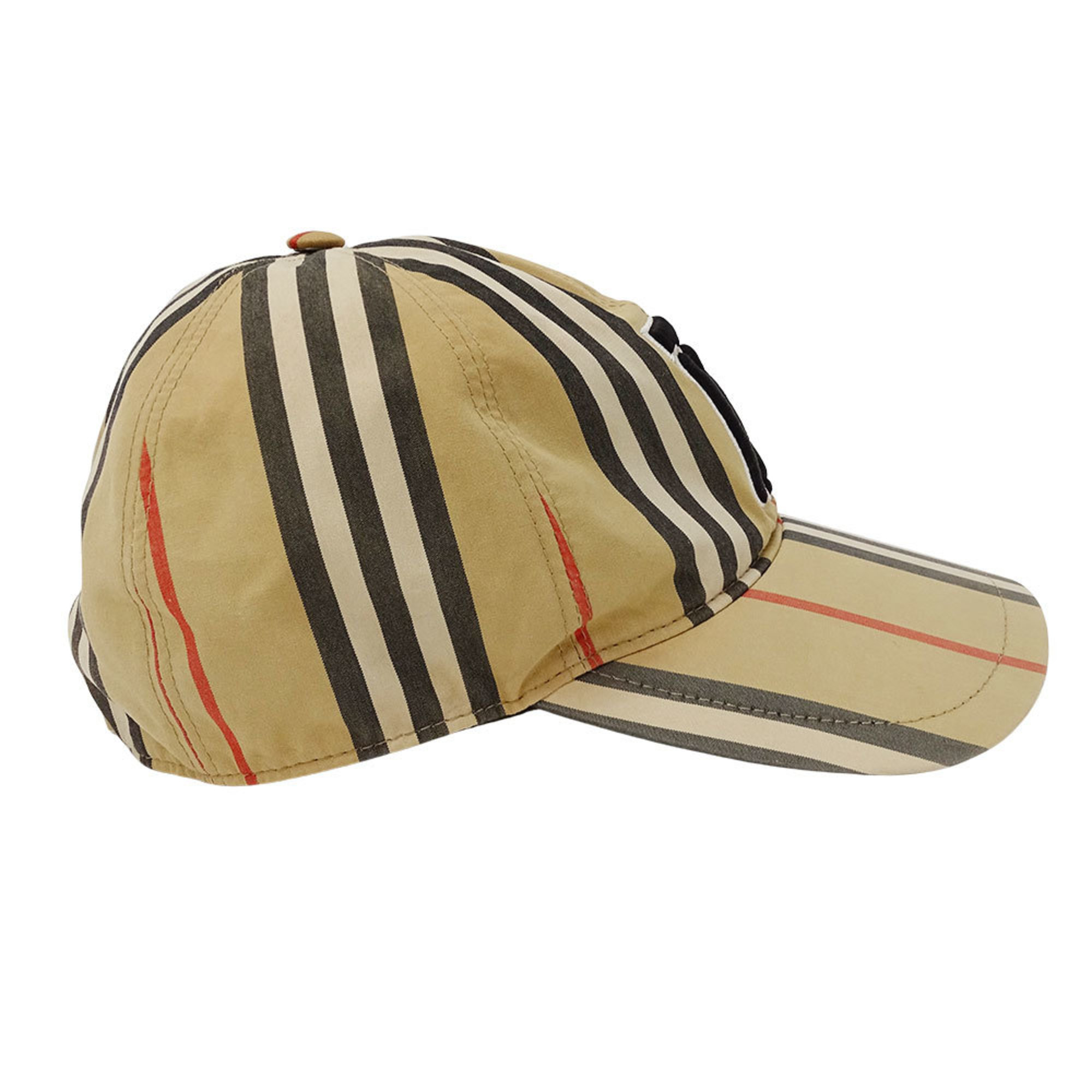 Burberry Women's Beige Cotton Cap (Size M, 8011952) with Logo and Stripe Pattern