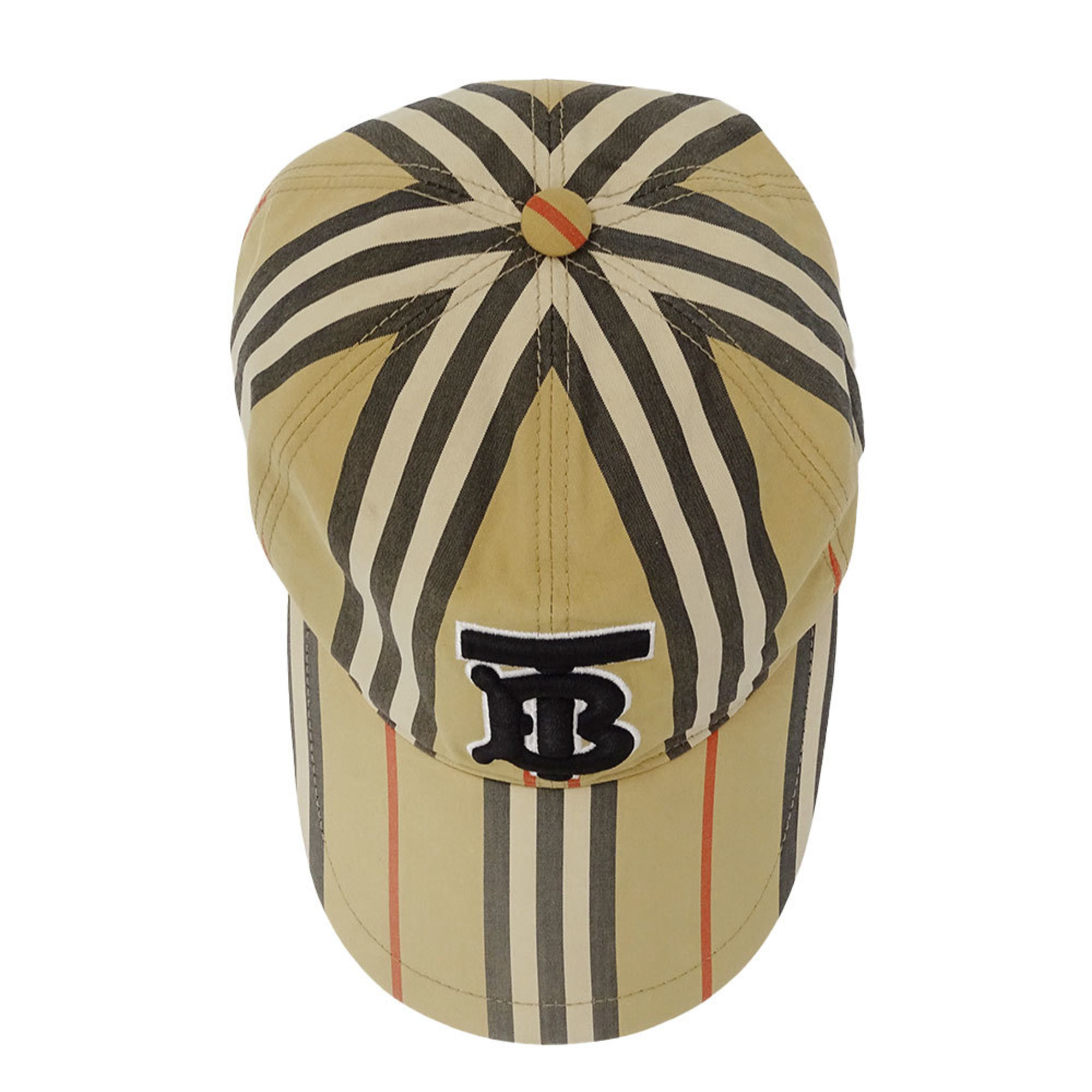 Burberry Women's Beige Cotton Cap (Size M, 8011952) with Logo and Stripe Pattern