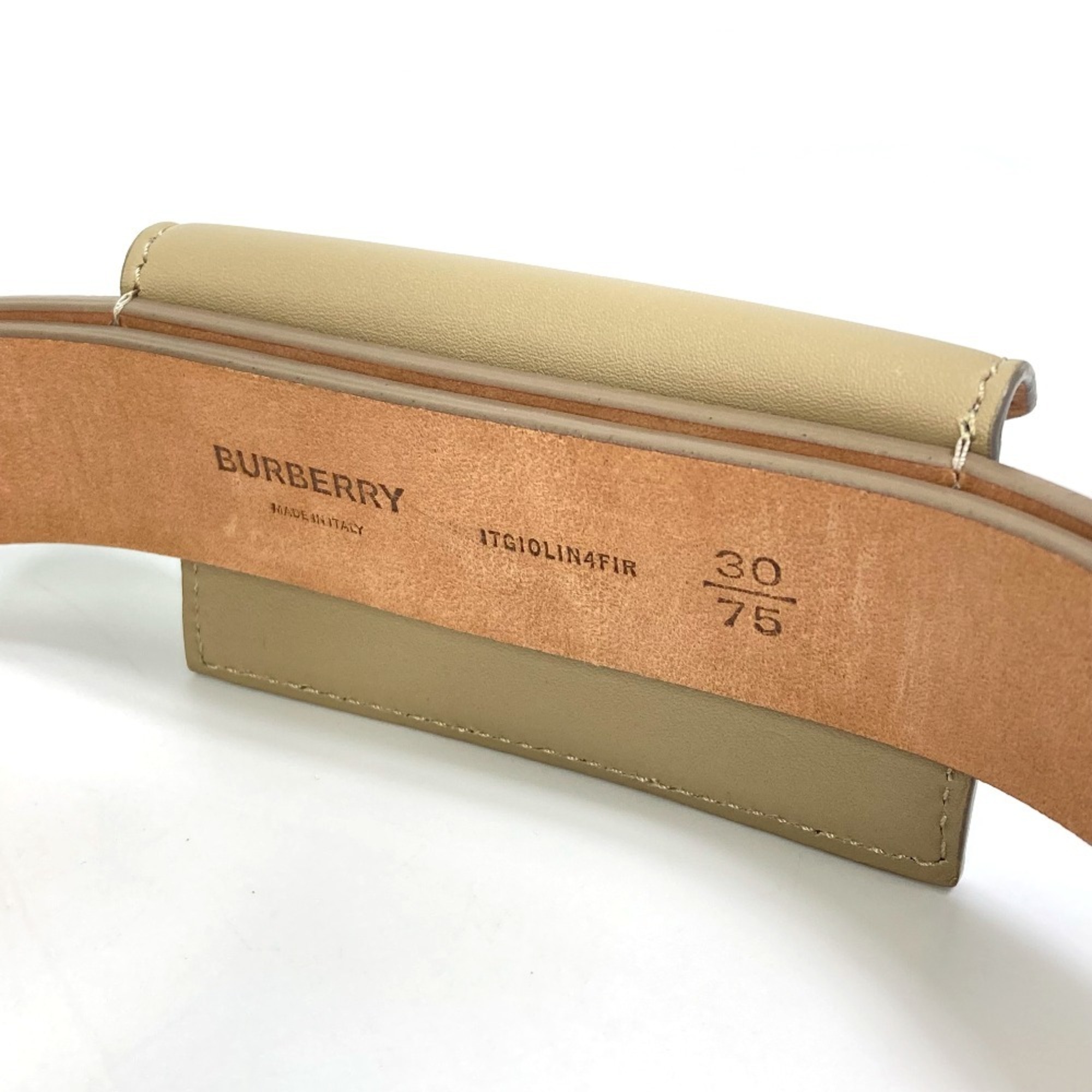BURBERRY 8012136 ENVELOPE Leather Belt with Pouch, Women's, Latte Beige, Like New