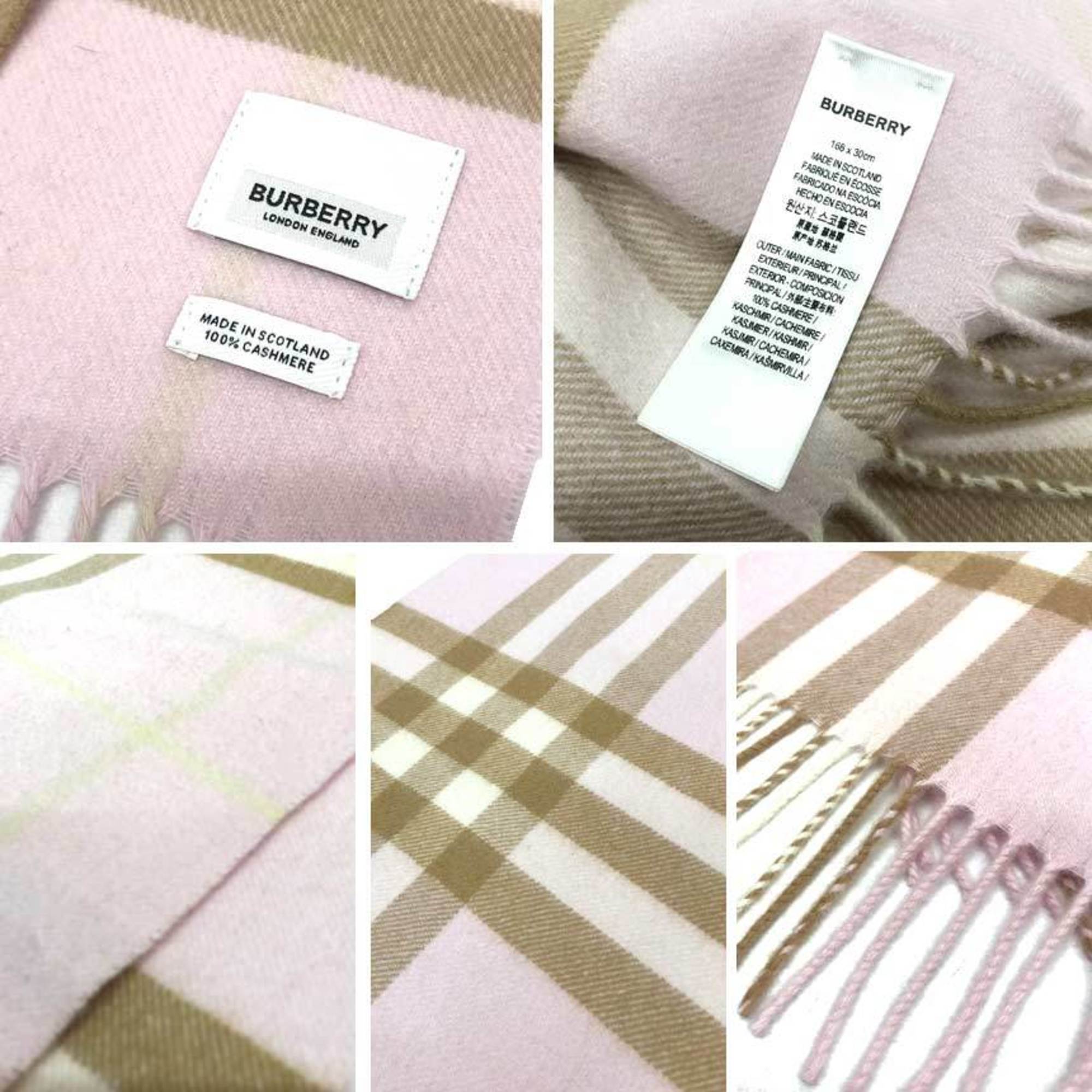 BURBERRY LONDON Burberry cashmere check stole, scarf, pink and beige, check, muffler,
