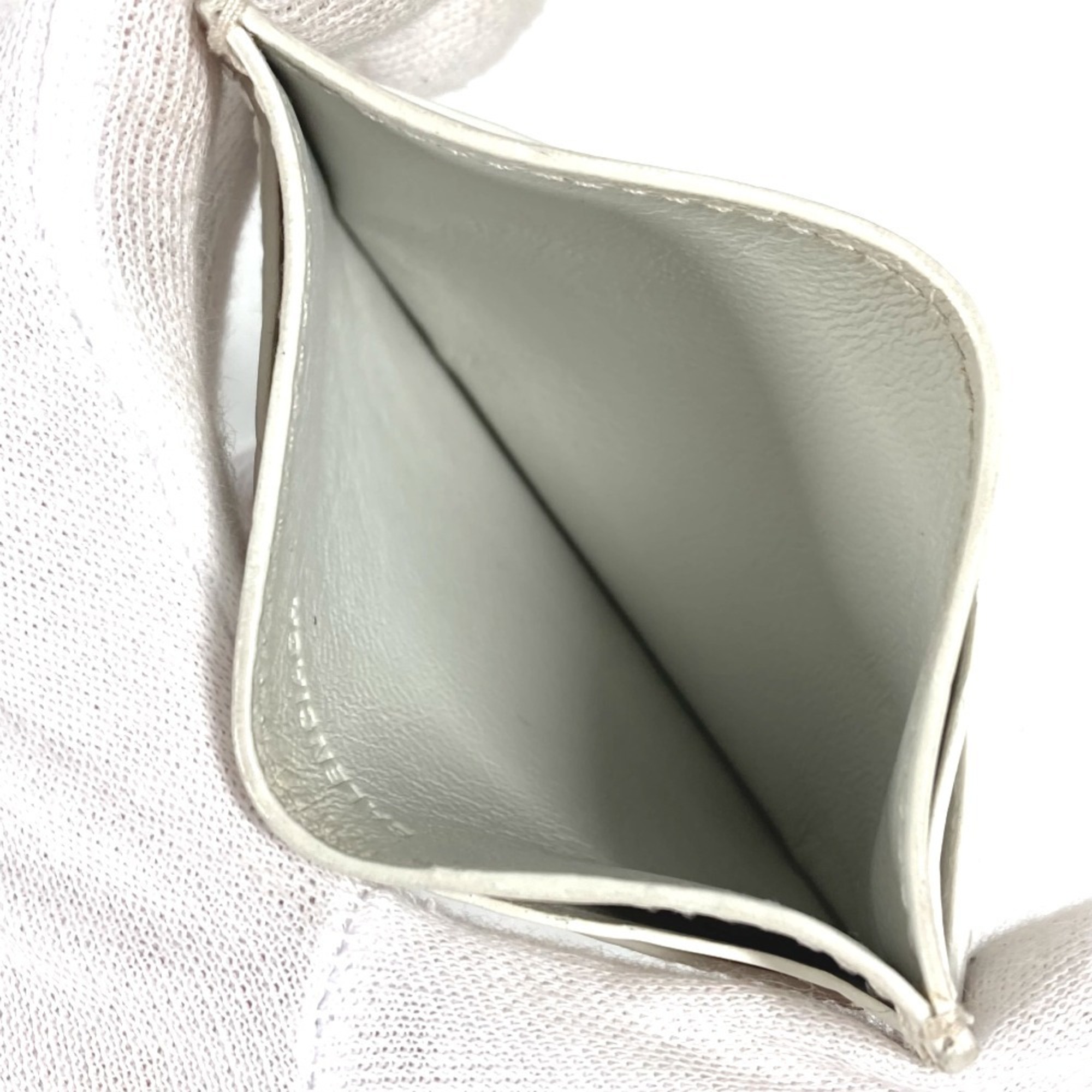 BALENCIAGA 640109 Logo Business Card Case, Pass Crocodile Embossed Leather, Men's, White