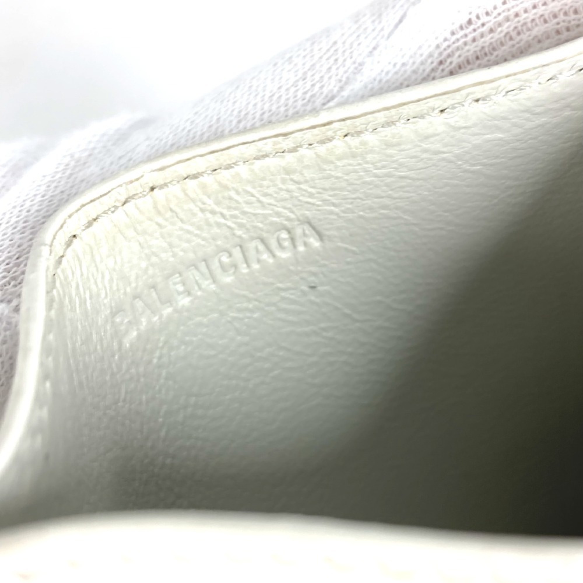 BALENCIAGA 640109 Logo Business Card Case, Pass Crocodile Embossed Leather, Men's, White