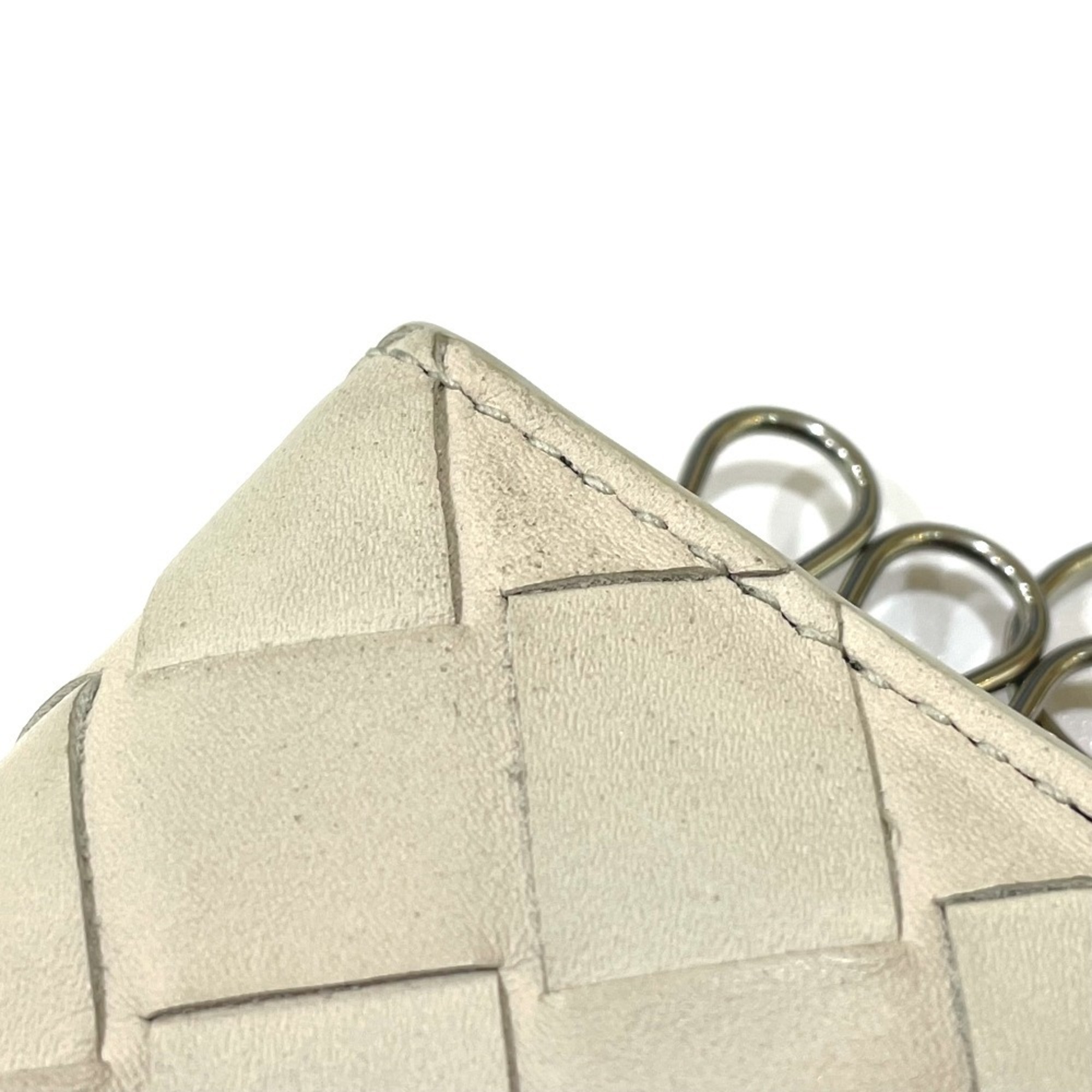 BOTTEGA VENETA 630336 Intrecciato Key Ring 6-Ring Case Leather Unisex Off-White