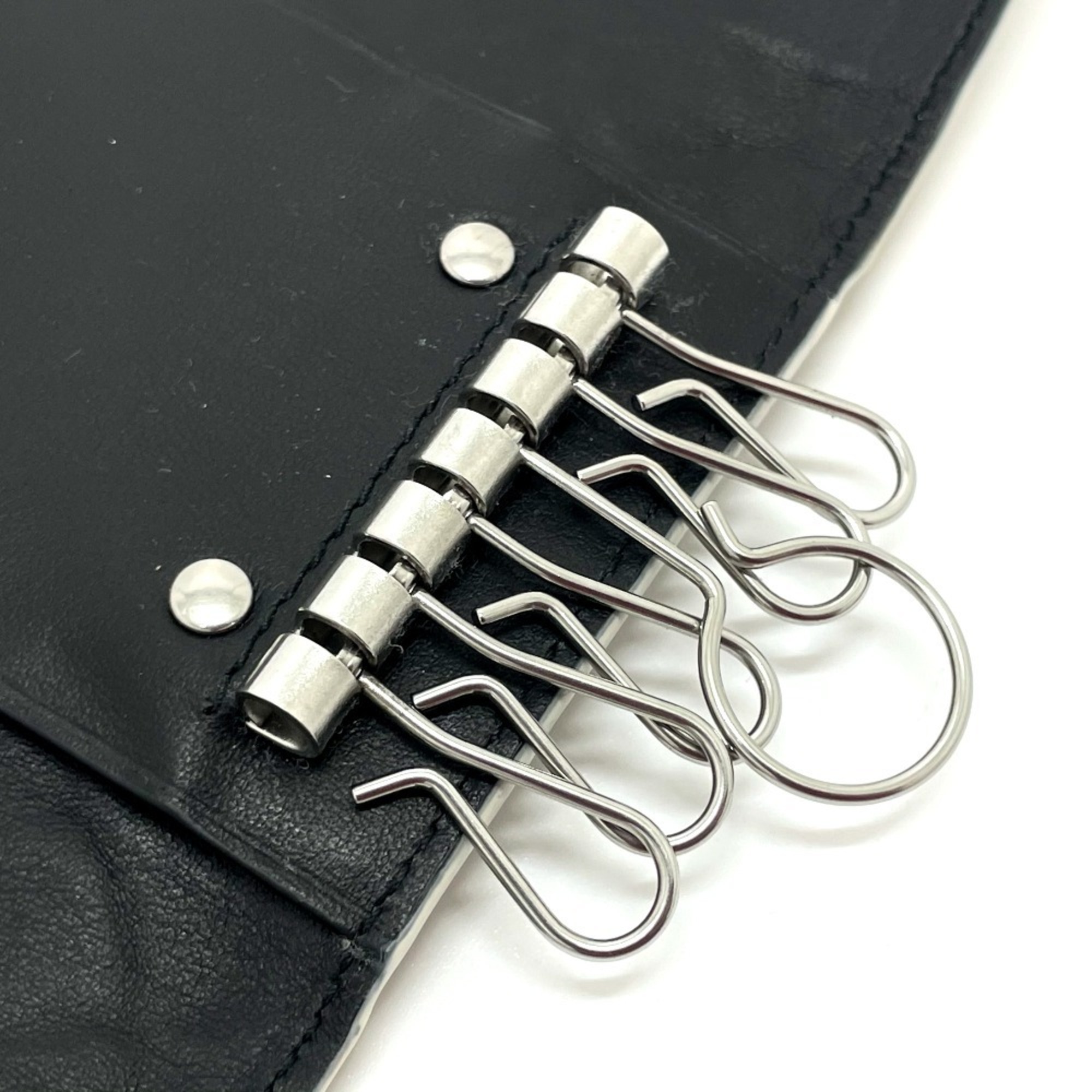 BOTTEGA VENETA 630336 Intrecciato Key Ring 6-Ring Case Leather Unisex Off-White