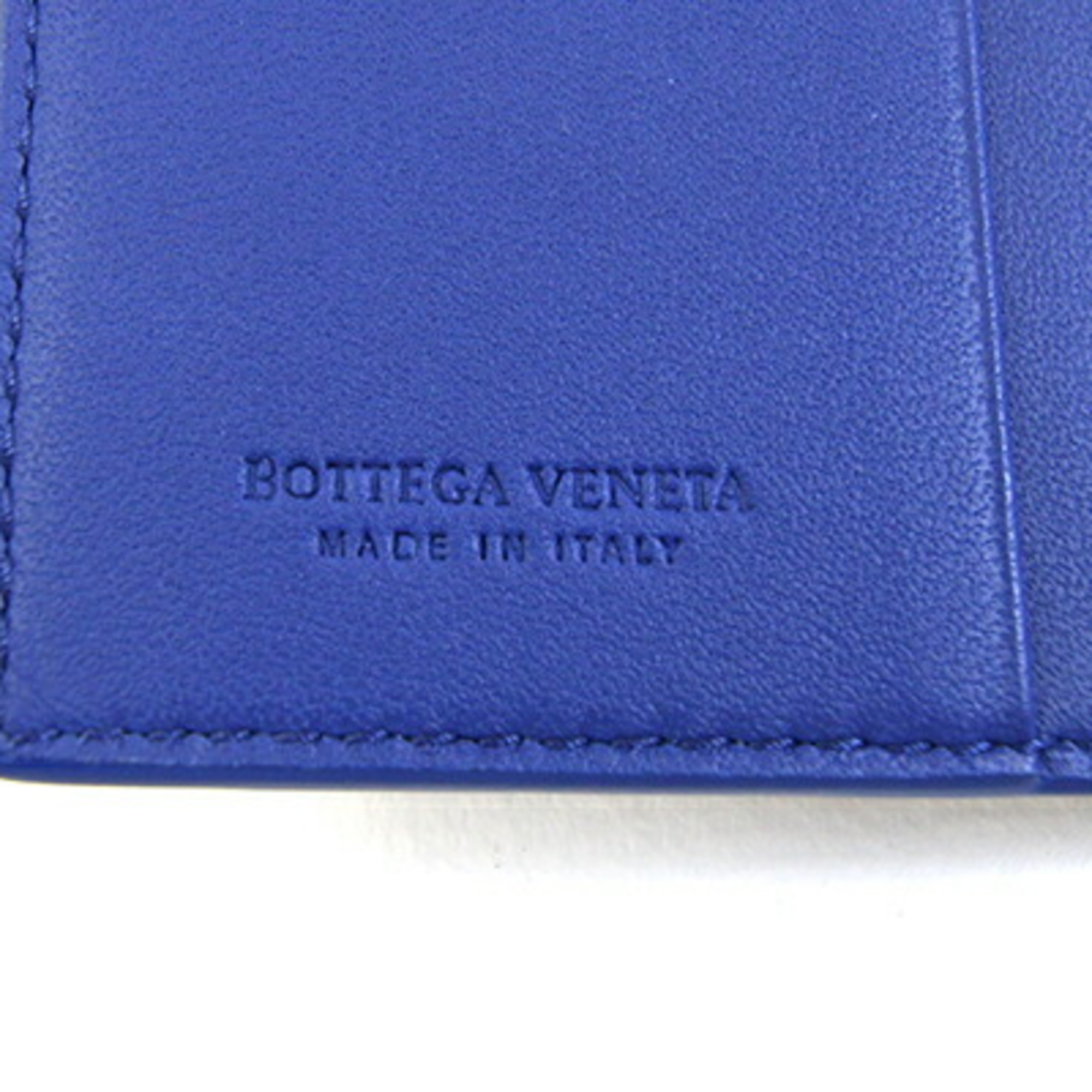 Bottega Veneta Passport Case, Intrecciato Black and Blue Leather, Cover for Men Women, BOTTEGA VENETA