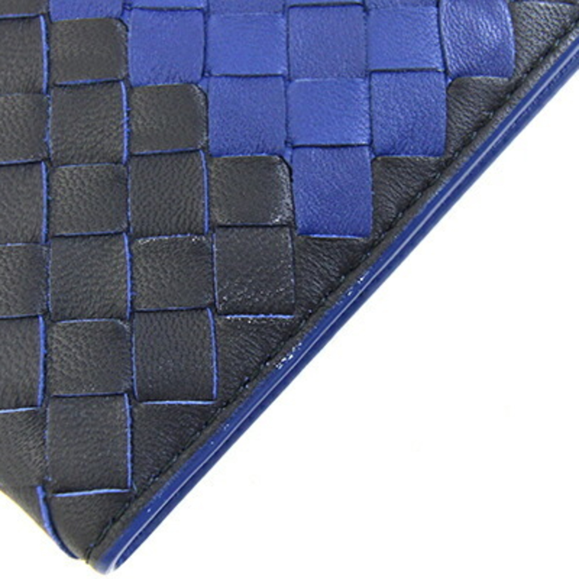 Bottega Veneta Passport Case, Intrecciato Black and Blue Leather, Cover for Men Women, BOTTEGA VENETA