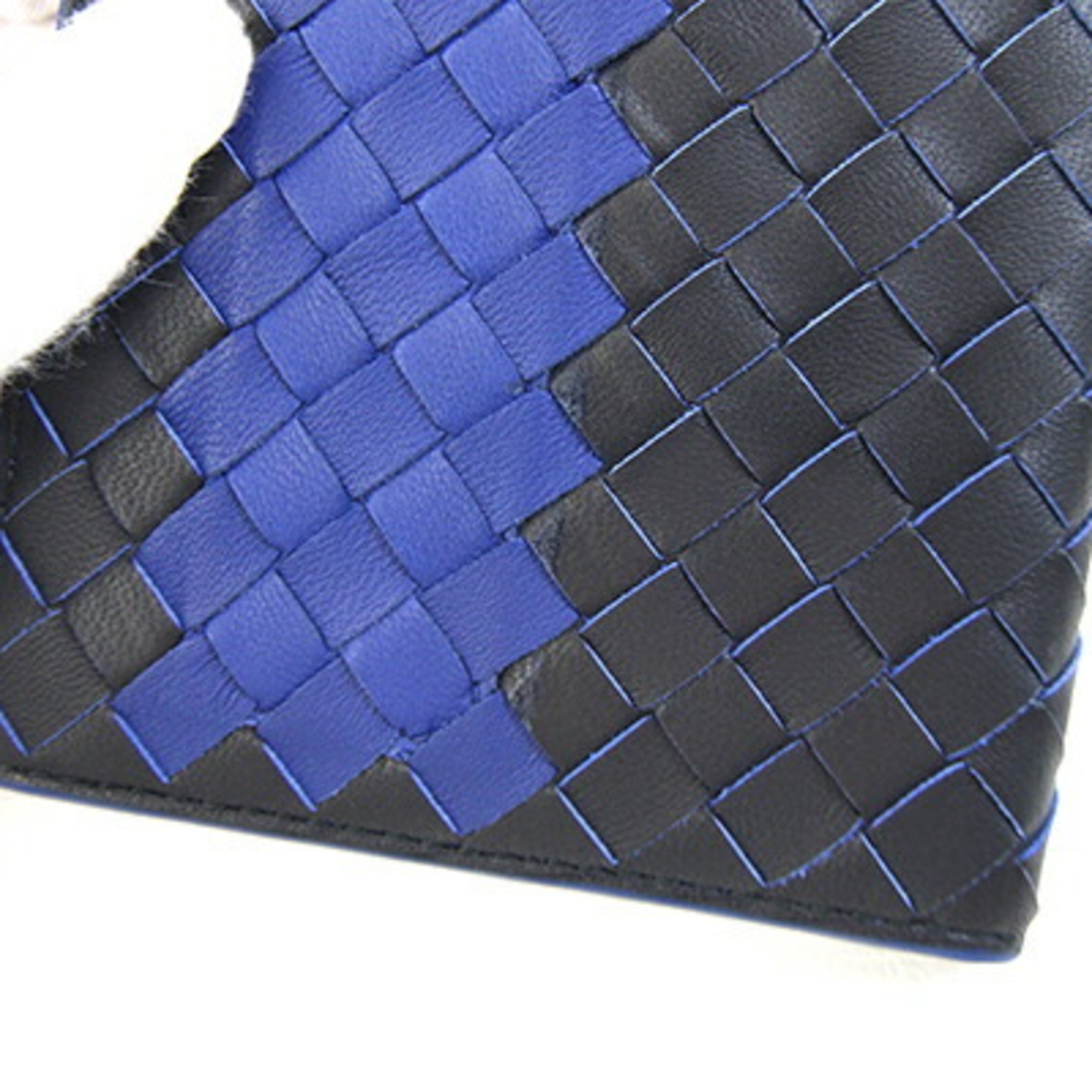 Bottega Veneta Passport Case, Intrecciato Black and Blue Leather, Cover for Men Women, BOTTEGA VENETA