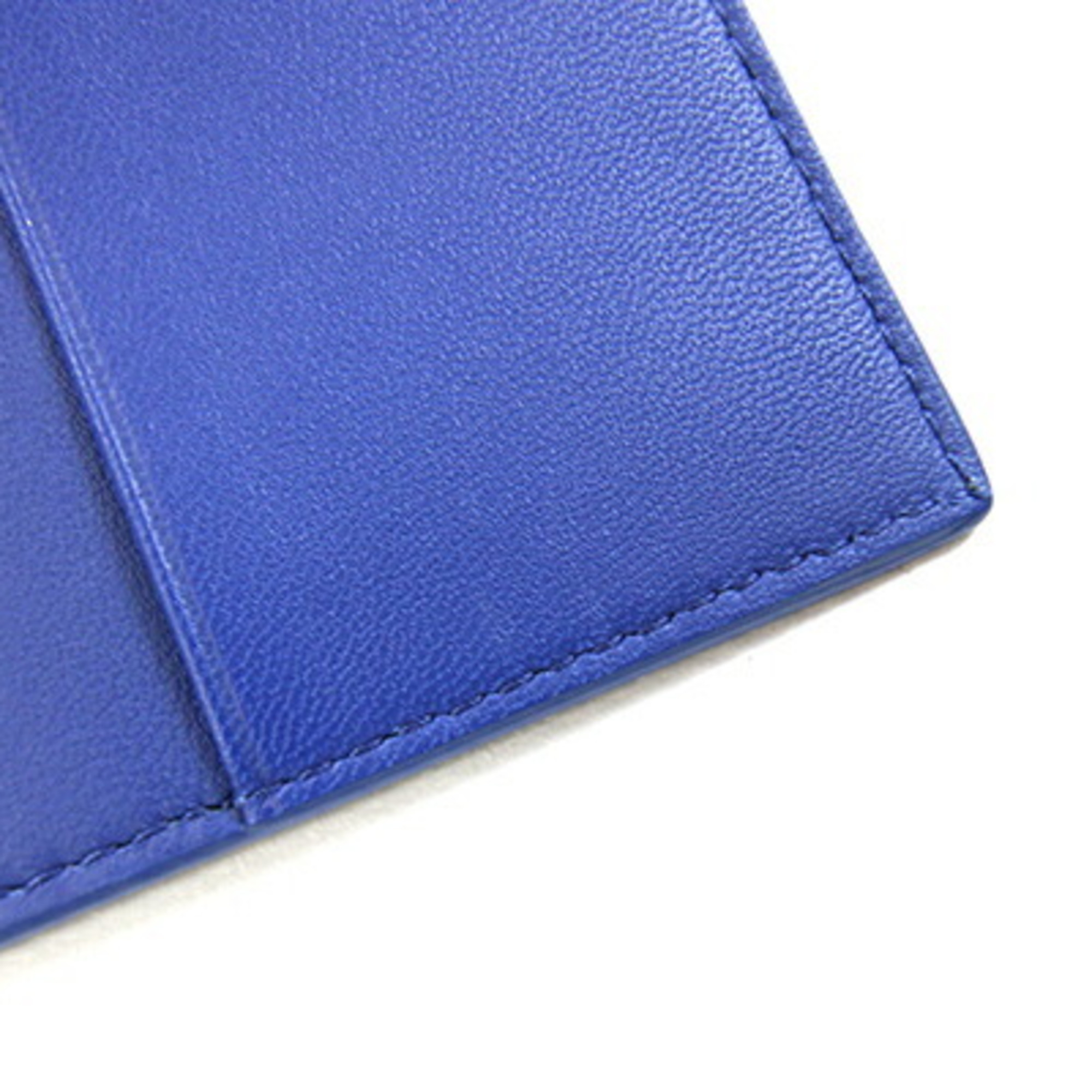 Bottega Veneta Passport Case, Intrecciato Black and Blue Leather, Cover for Men Women, BOTTEGA VENETA