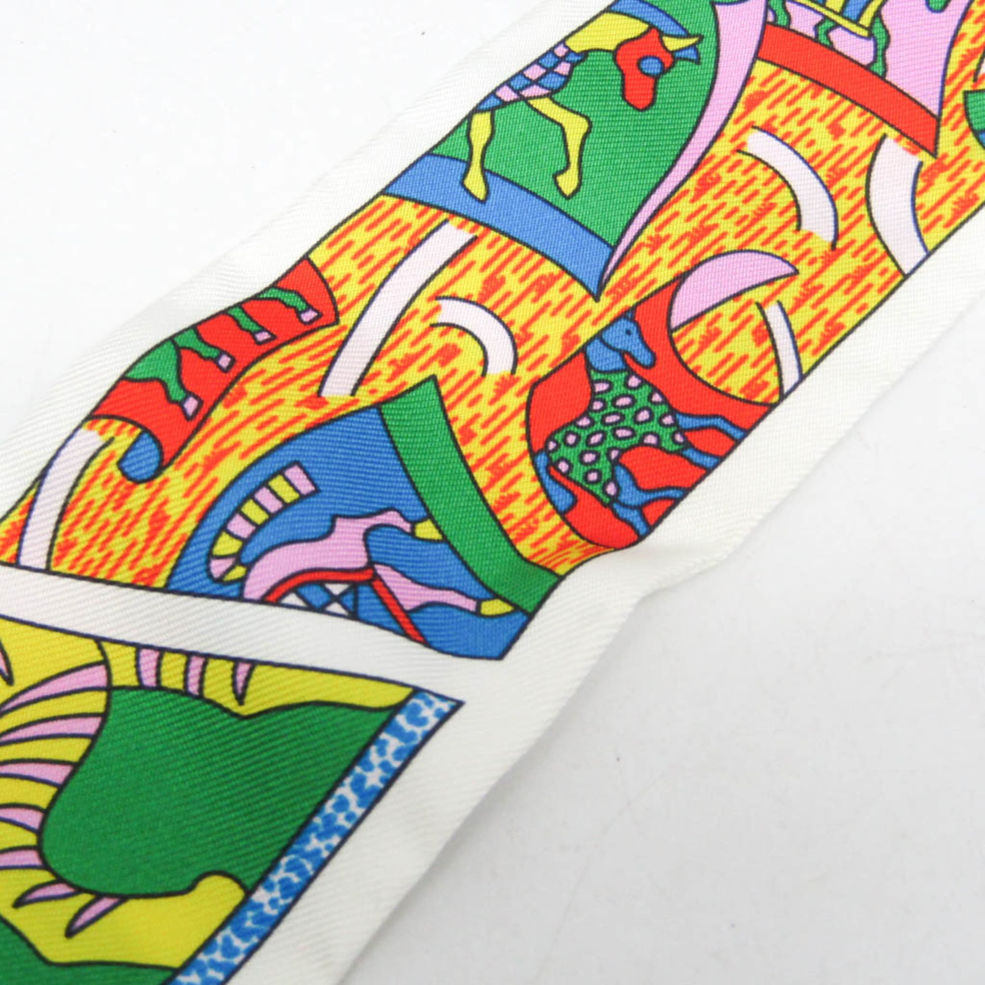 Hermes Twilly FACTRY SUITE 063975S Women's Silk Scarf Multi-color