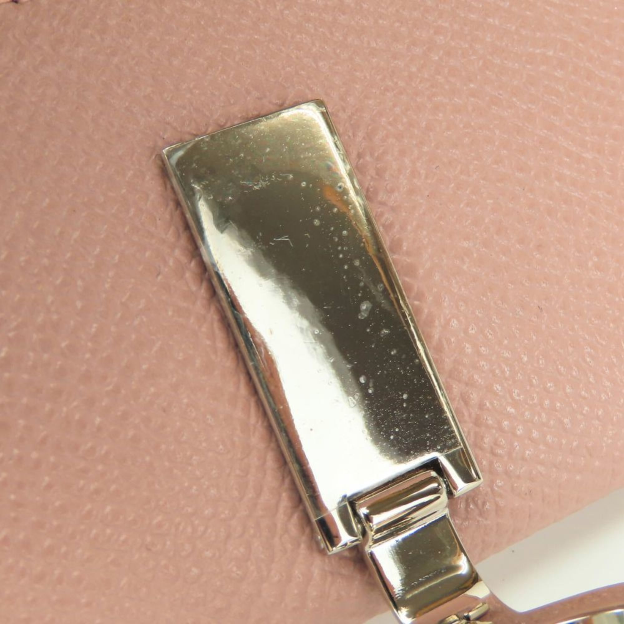 BVLGARI Business Card Holder/Card Case, Pink Beige Leather, Clip-on, Women's,