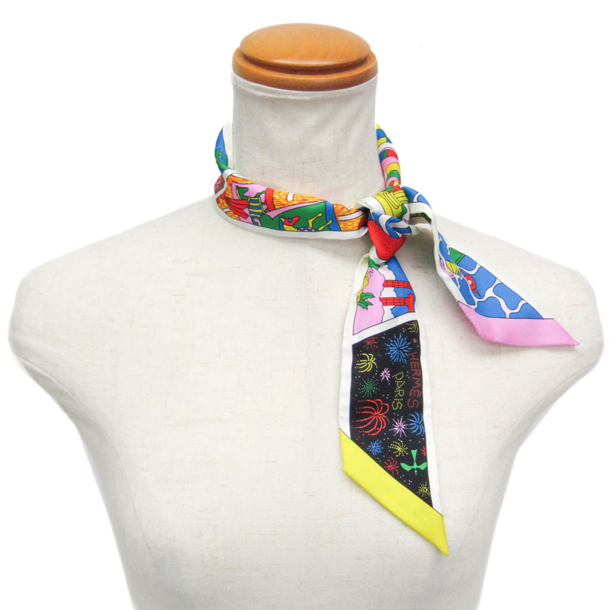 Hermes Twilly FACTRY SUITE 063975S Women's Silk Scarf Multi-color