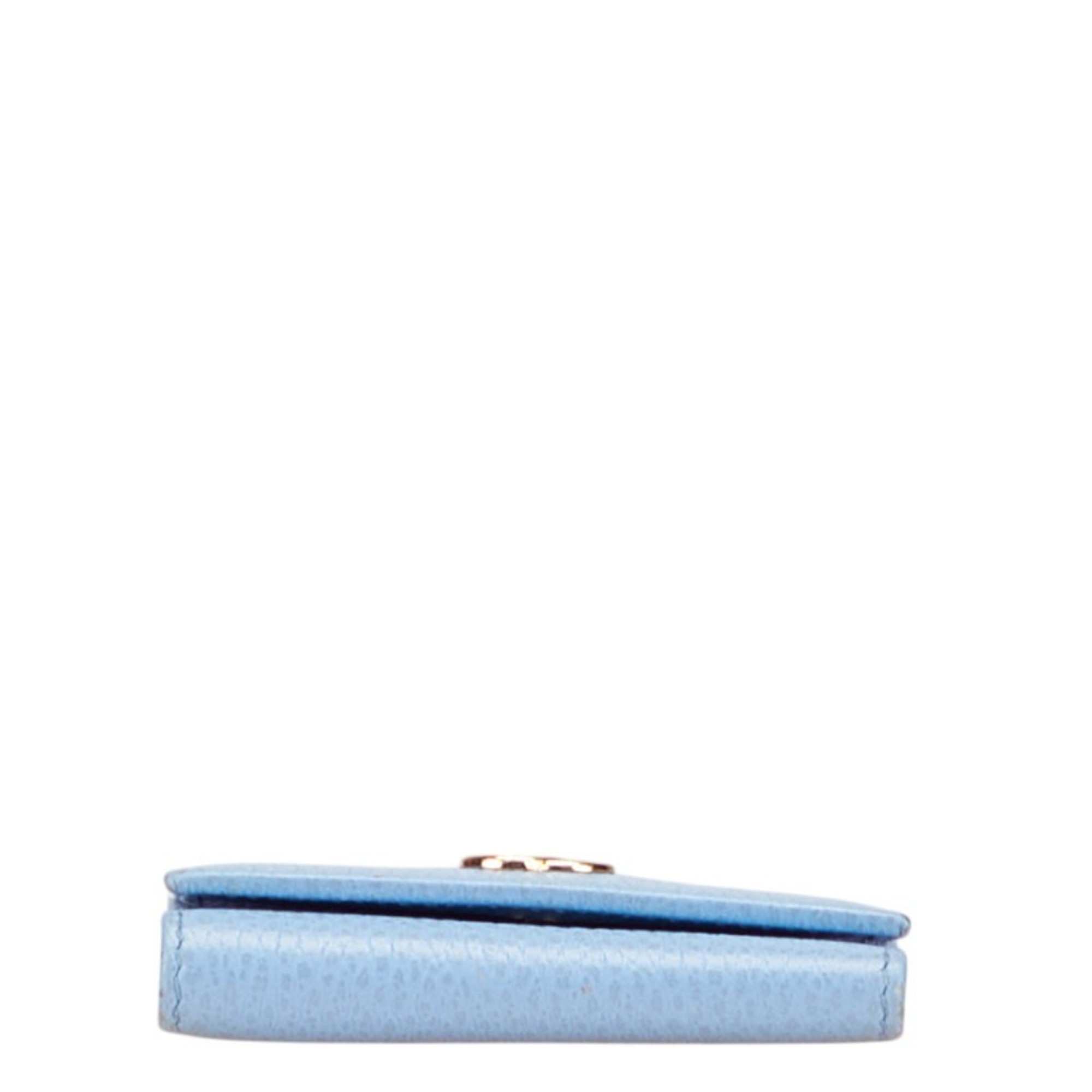 Gucci GG Marmont Double G Key Case 456118 Light Blue Leather Women's GUCCI