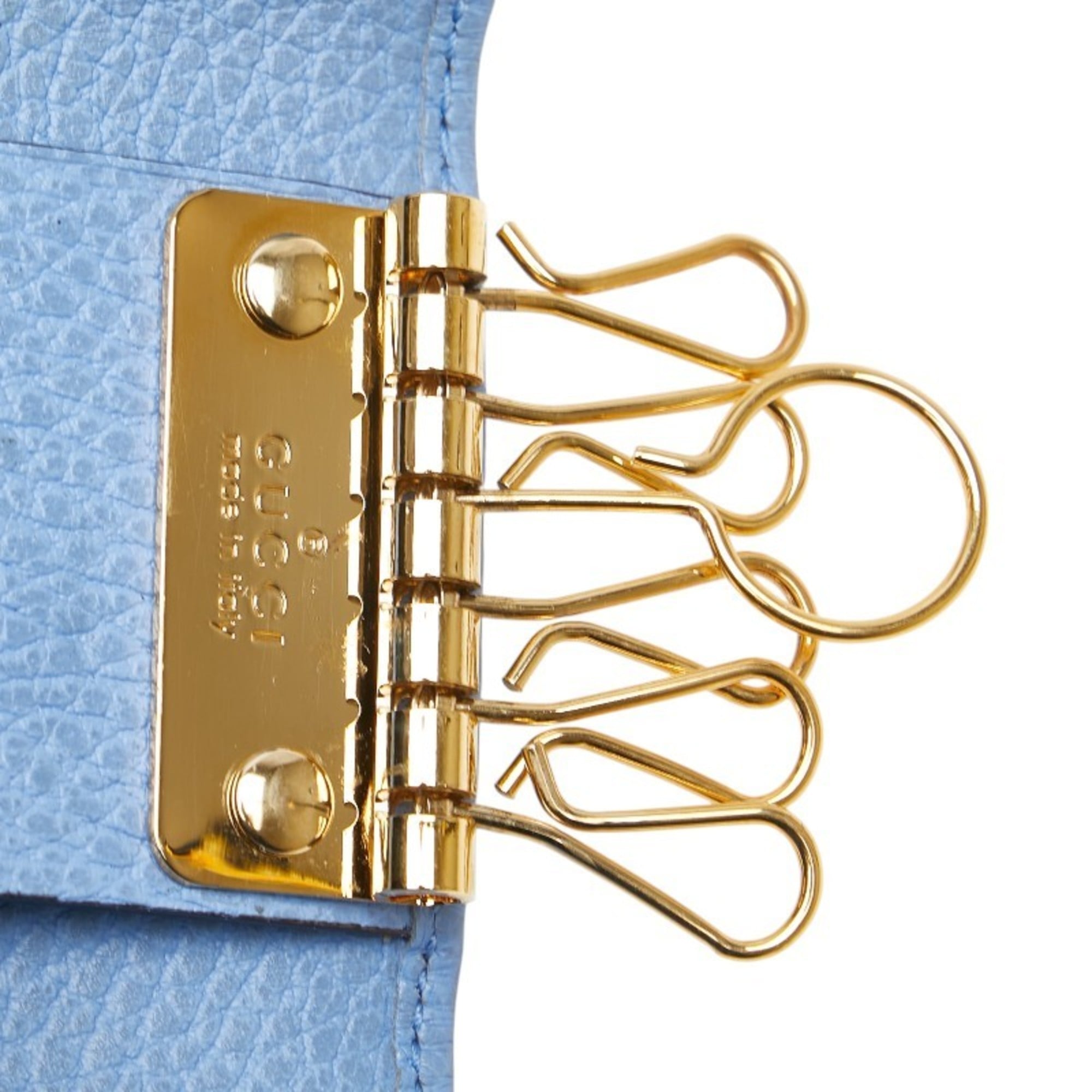 Gucci GG Marmont Double G Key Case 456118 Light Blue Leather Women's GUCCI