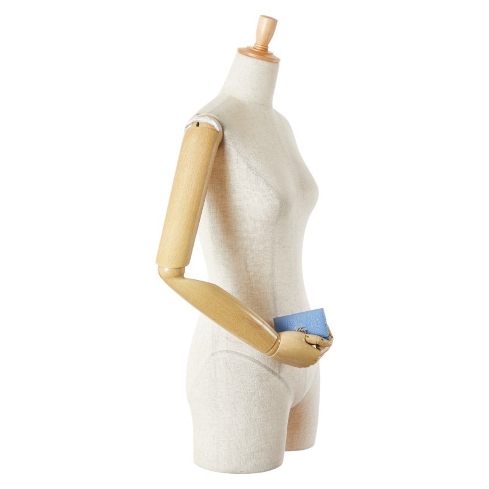 Gucci GG Marmont Double G Key Case 456118 Light Blue Leather Women's GUCCI