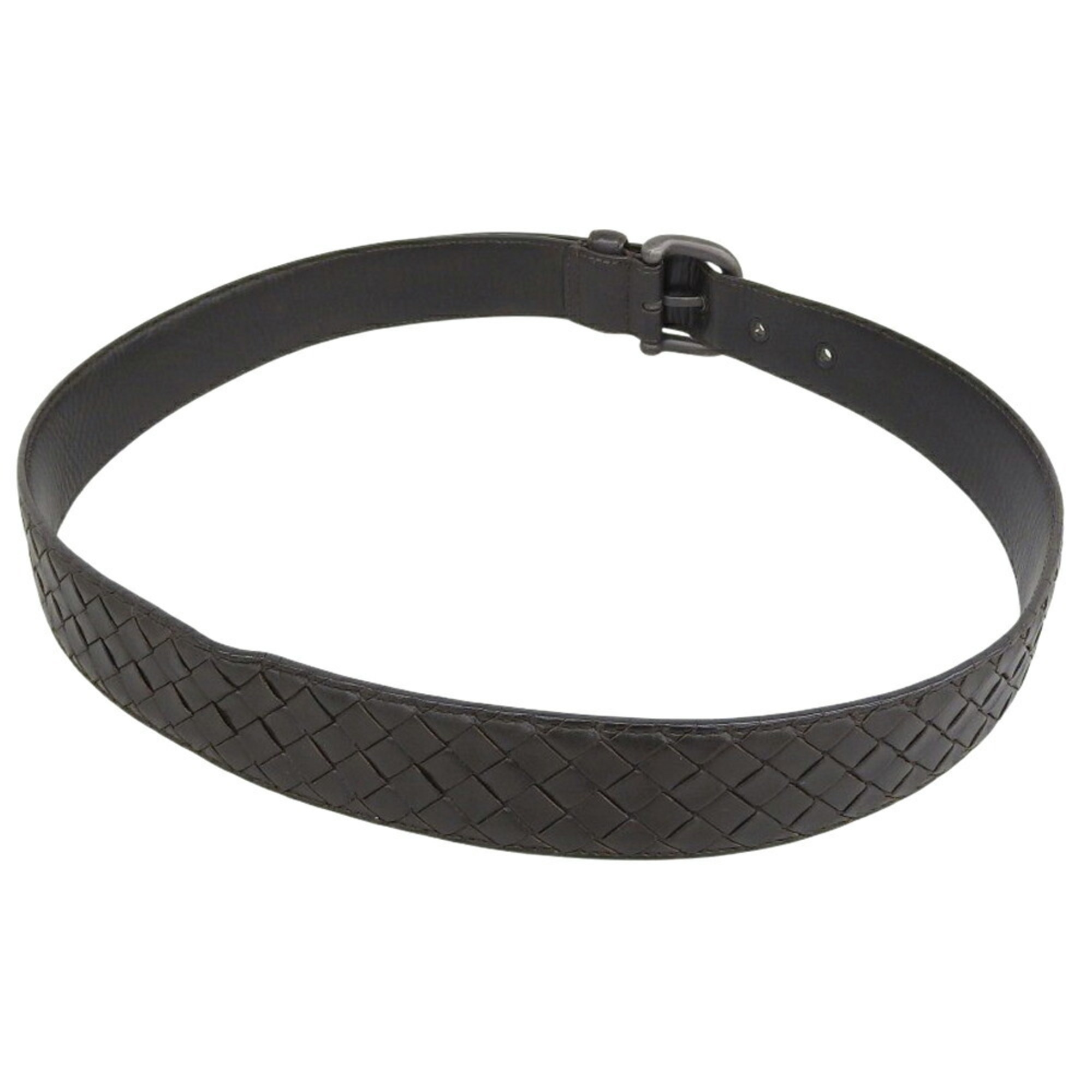Bottega Veneta Men's Intrecciato Belt, 95cm, Dark Brown Leather