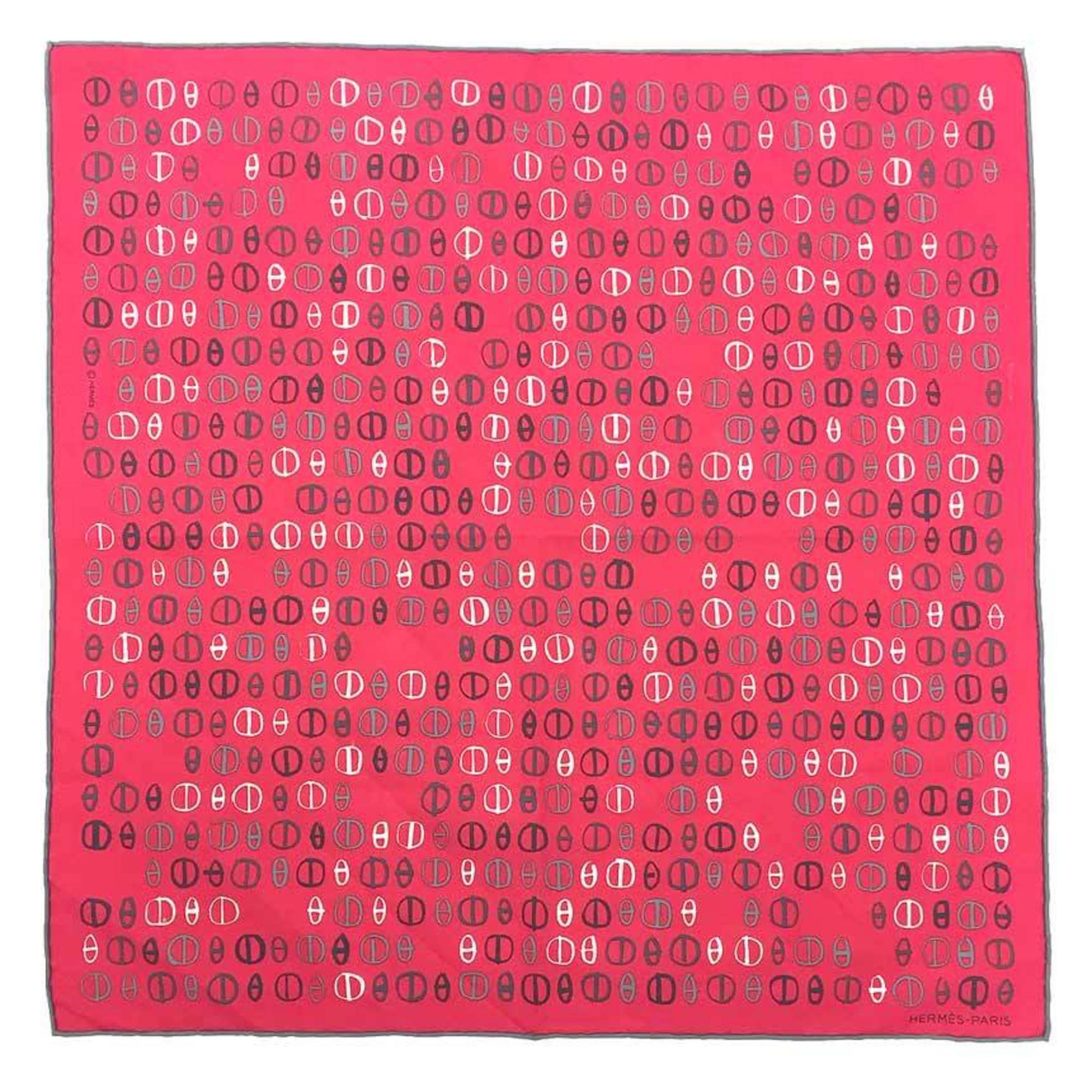 HERMES Hermes Cotton Carré Handkerchief Bandana 100% Pink Chaine d'Ancre Scarf Muffler
