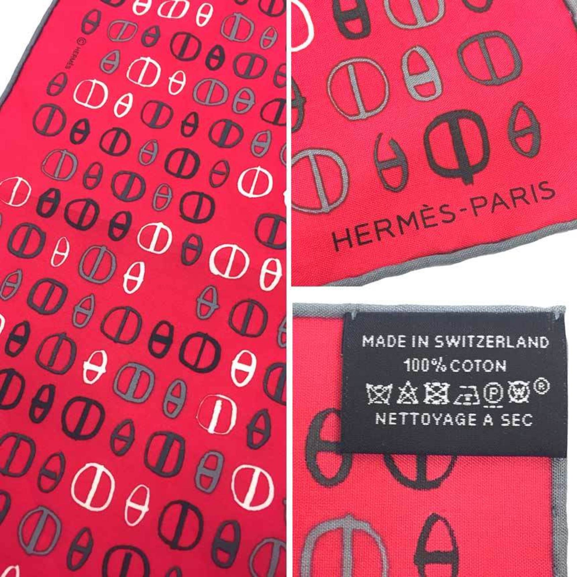 HERMES Hermes Cotton Carré Handkerchief Bandana 100% Pink Chaine d'Ancre Scarf Muffler