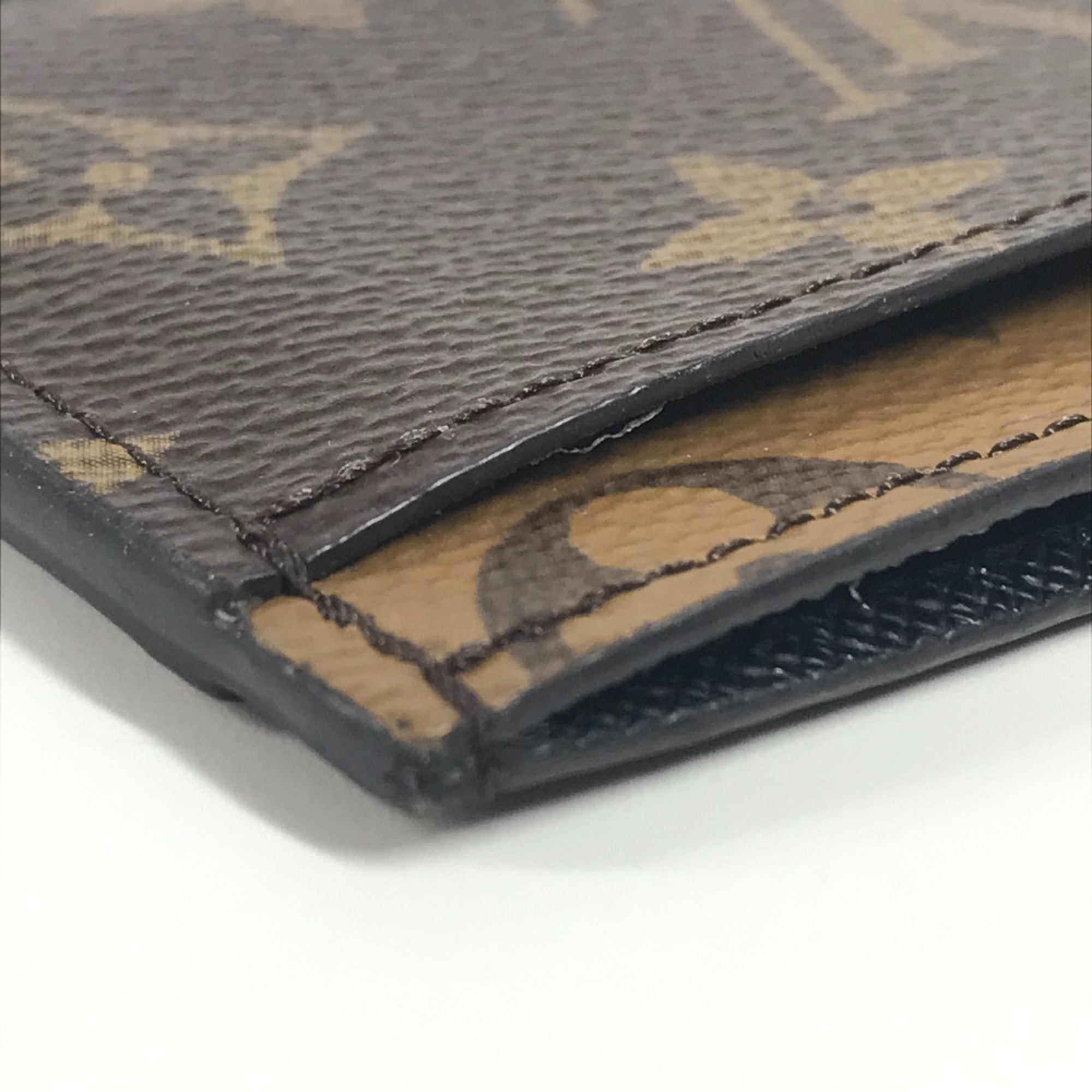 LOUIS VUITTON M69161 Monogram Reverse Porte Carte Sample Business Card Holder/Pass Case, Canvas, Men's/Women's, Brown, Like New