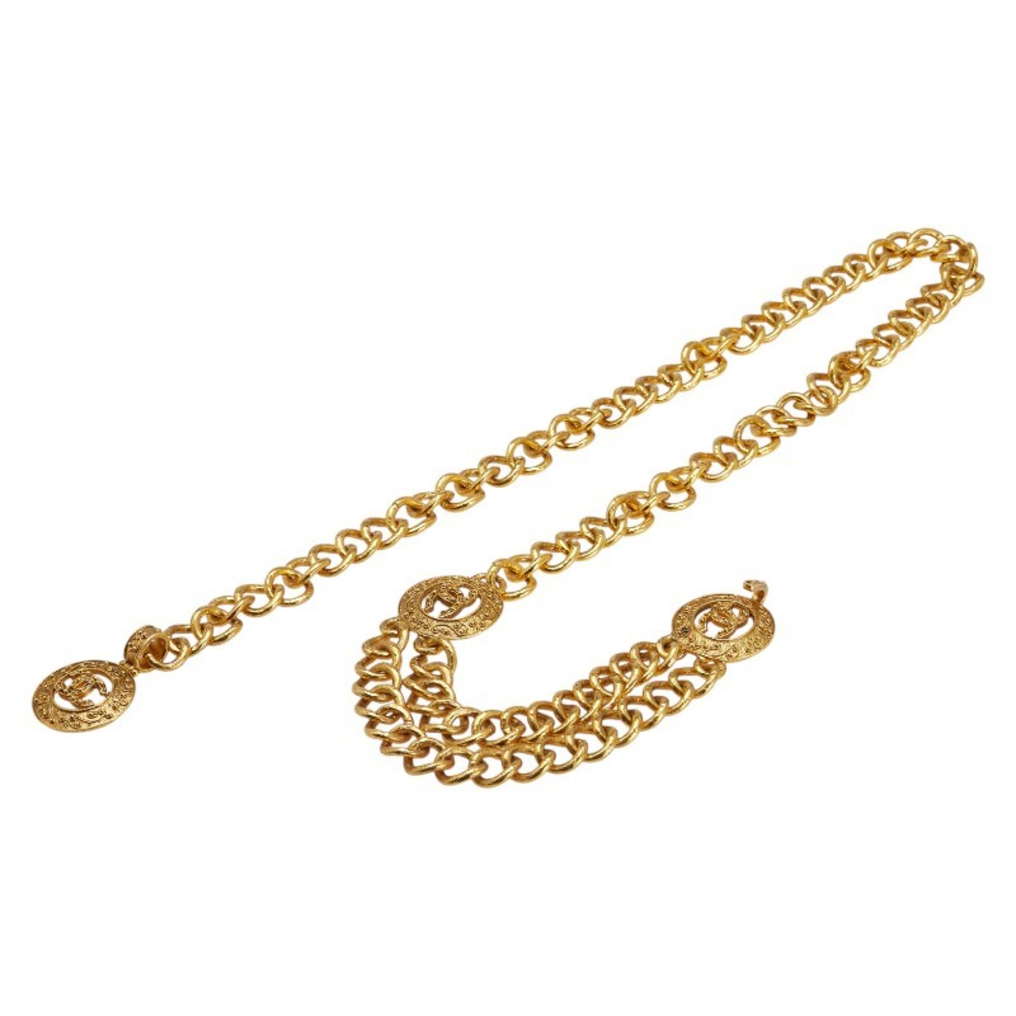 Vintage Chanel Coco Mark Chain Belt, Gold Plated, Women's, CHANEL