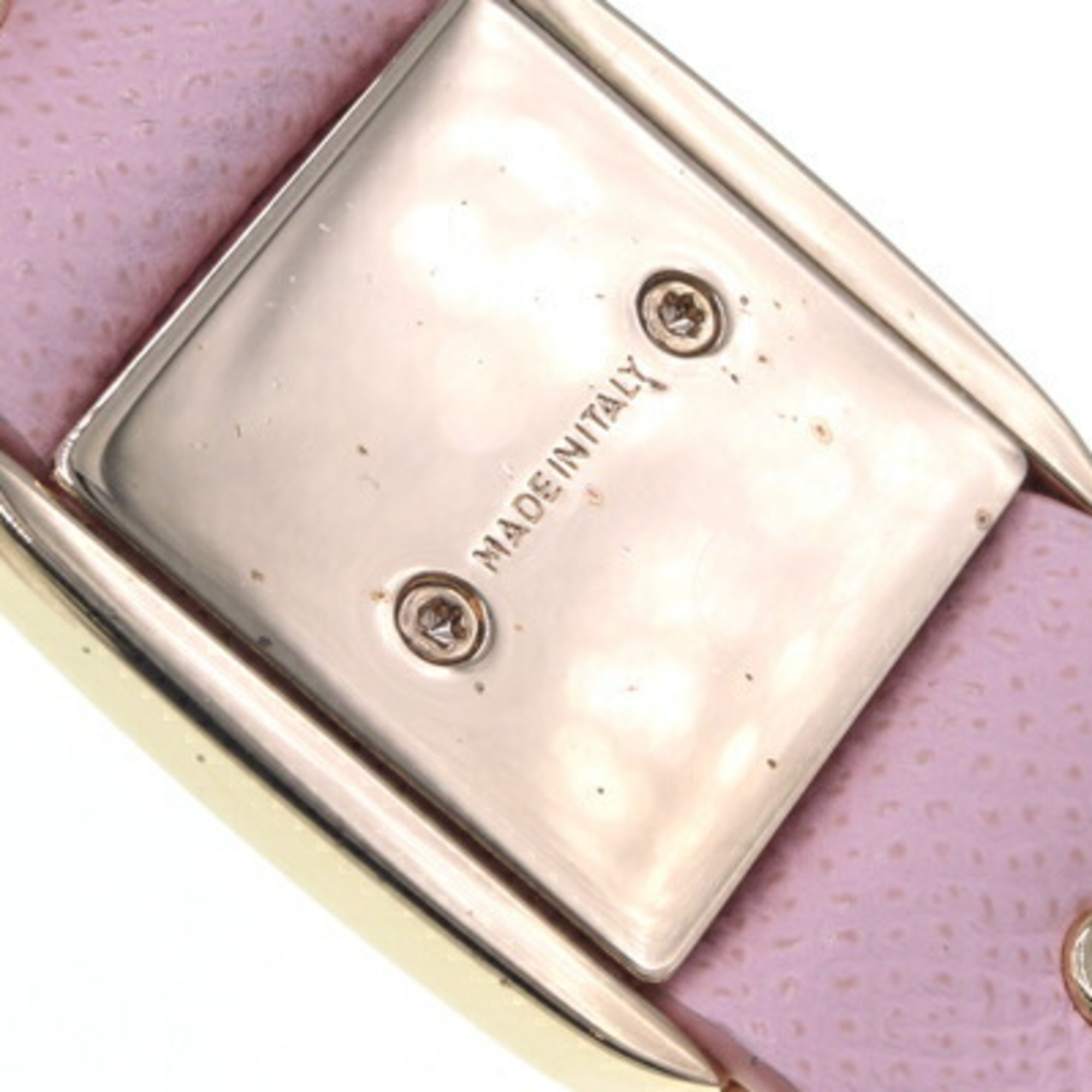 Salvatore Ferragamo Vara 22 Key Ring D579 Light Pink Leather and Metal Keychain with Ribbon for Women